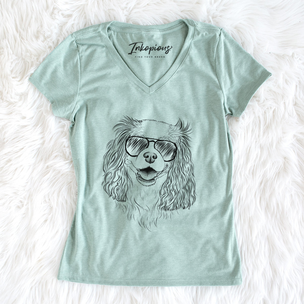 Aviator Halley Comet the Cavalier King Charles Spaniel - Women's V-neck Shirt