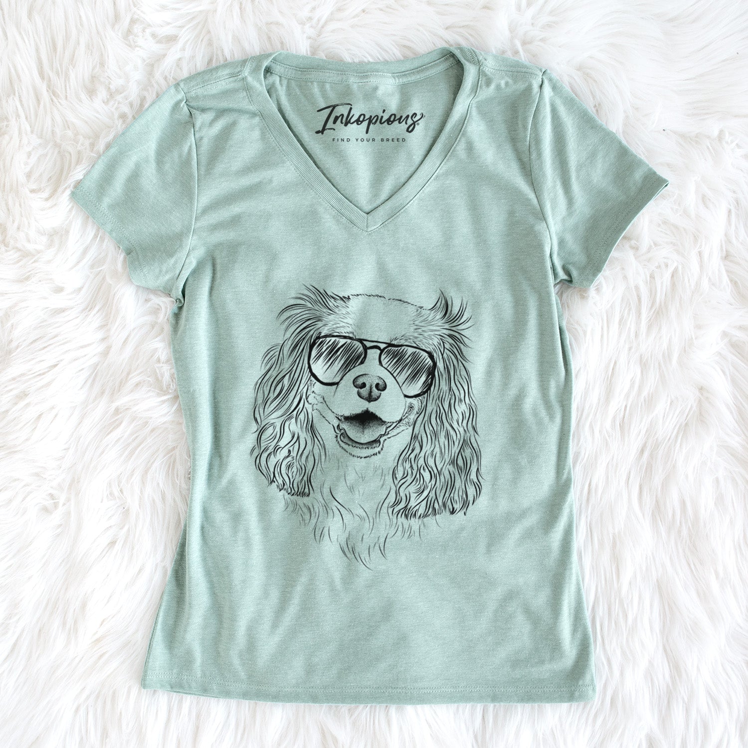 Aviator Halley Comet the Cavalier King Charles Spaniel - Women's V-neck Shirt