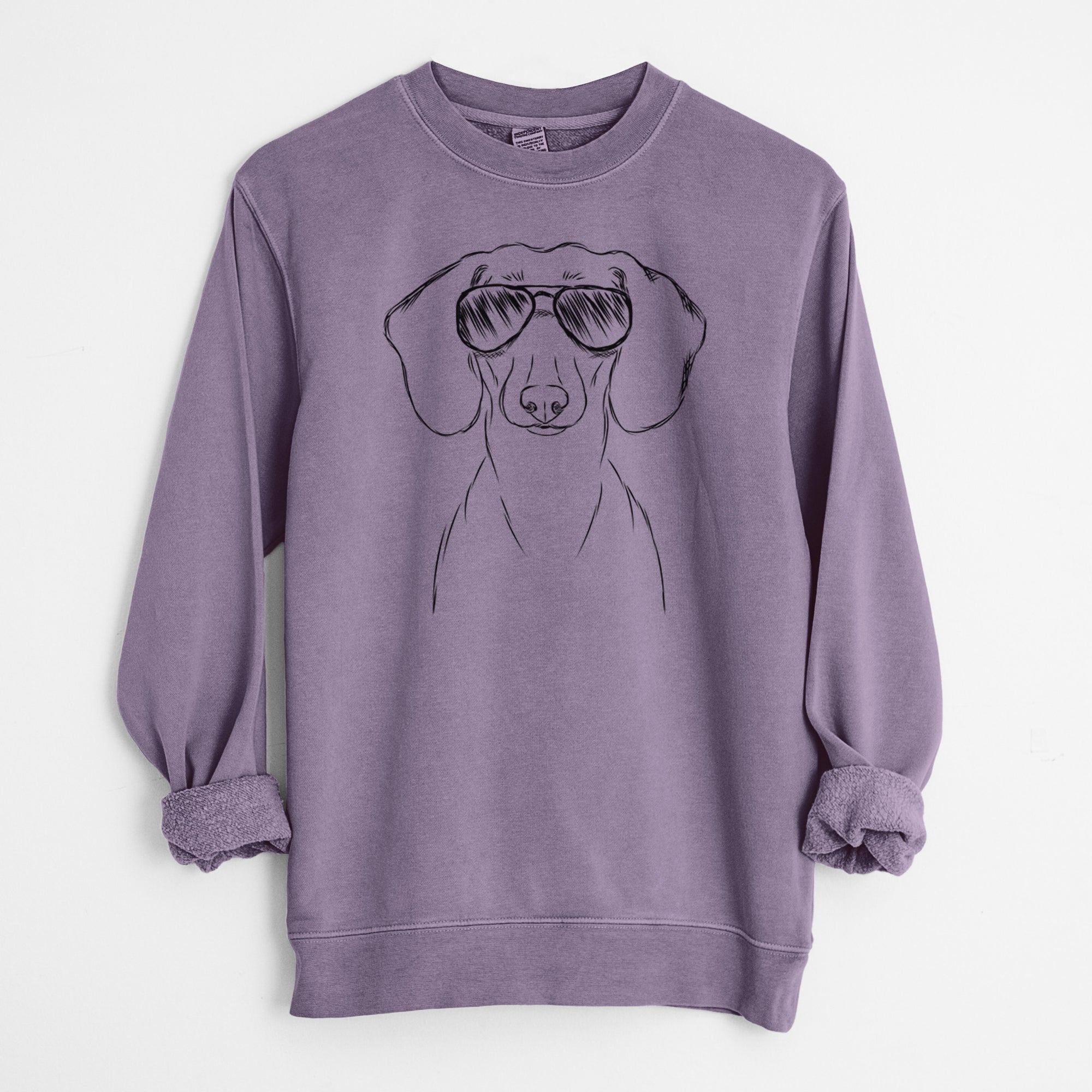 Aviator Hans the Dachshund - Unisex Pigment Dyed Crew Sweatshirt