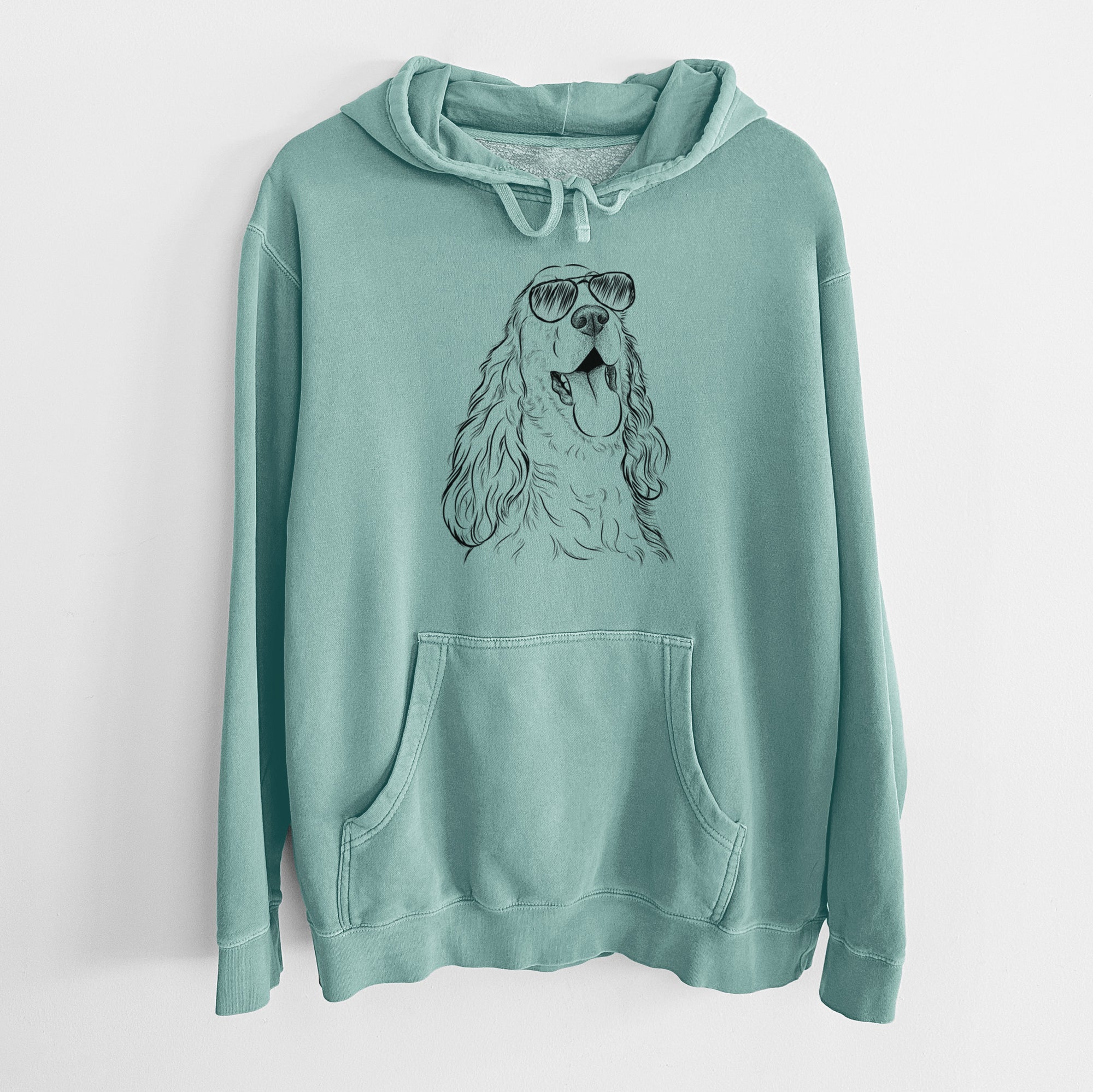 Aviator Happy Henry the English Cocker Spaniel - Unisex Pigment Dyed Hoodie