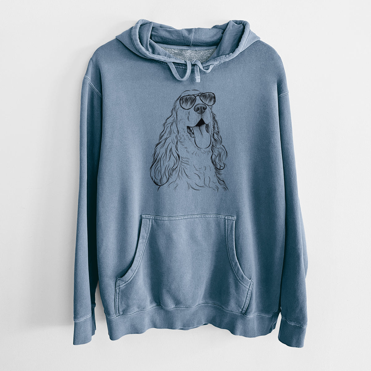 Aviator Happy Henry the English Cocker Spaniel - Unisex Pigment Dyed Hoodie