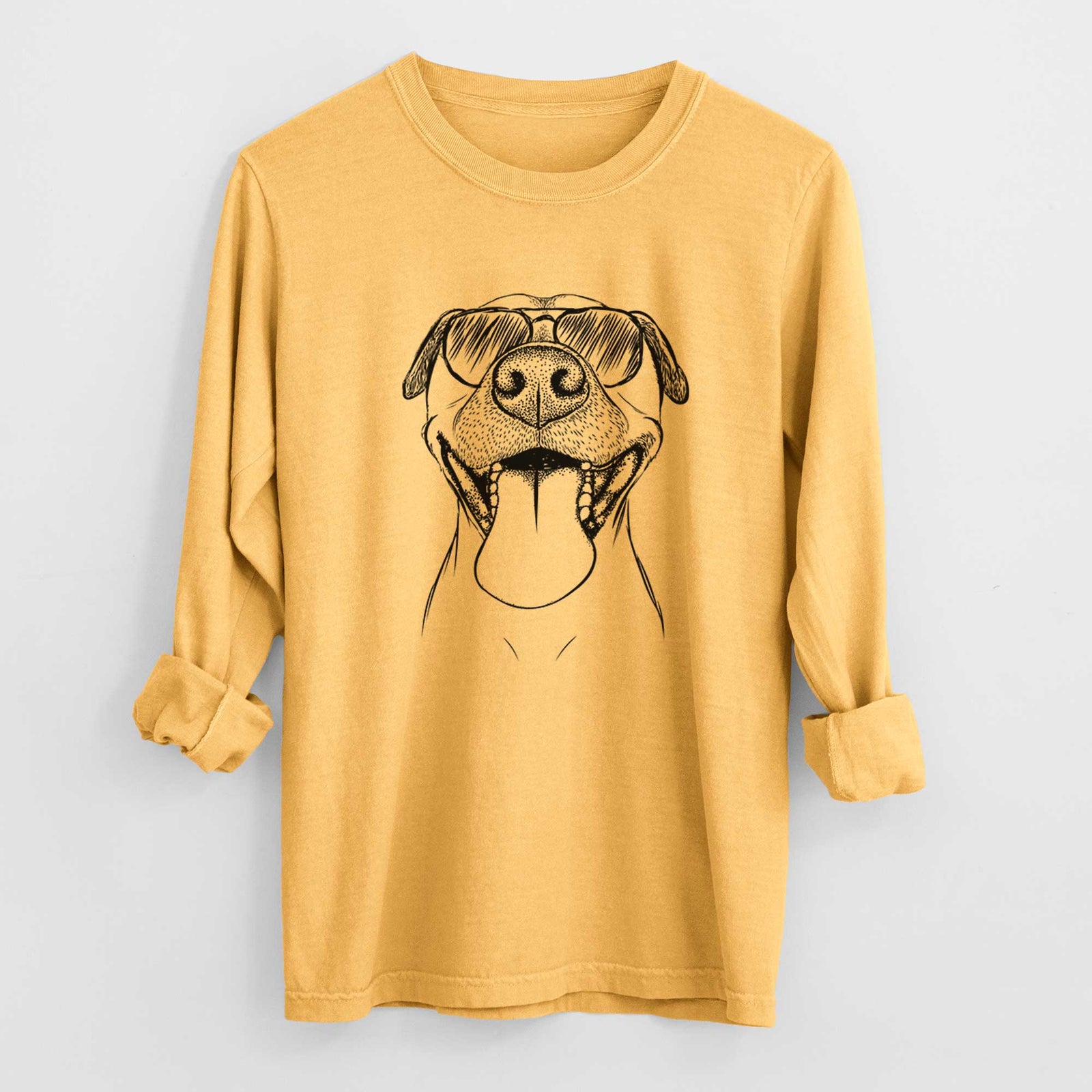 Aviator Jack the Happy Mixed Breed - Men's Heavyweight 100% Cotton Long Sleeve