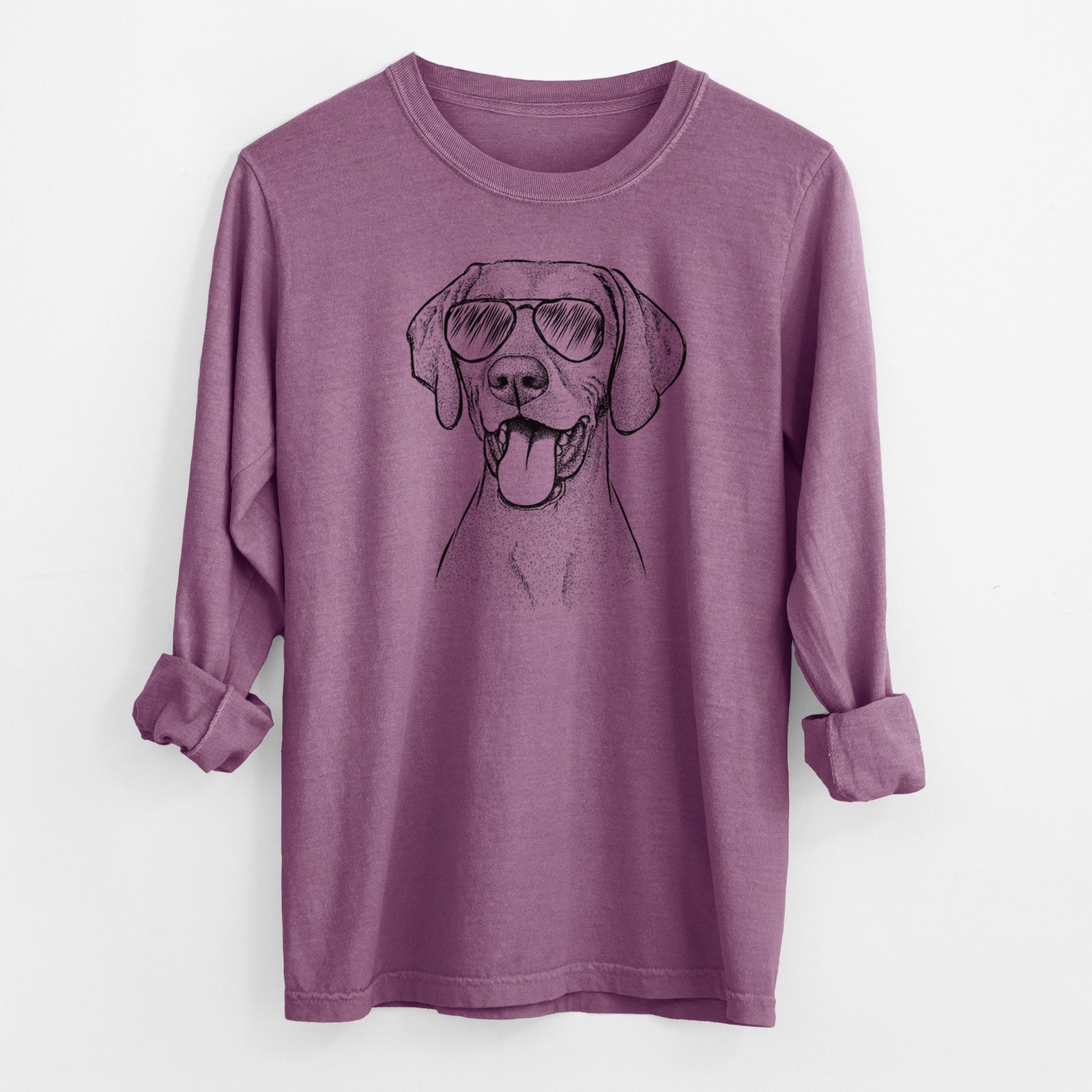 Aviator Harper the Vizsla - Men's Heavyweight 100% Cotton Long Sleeve