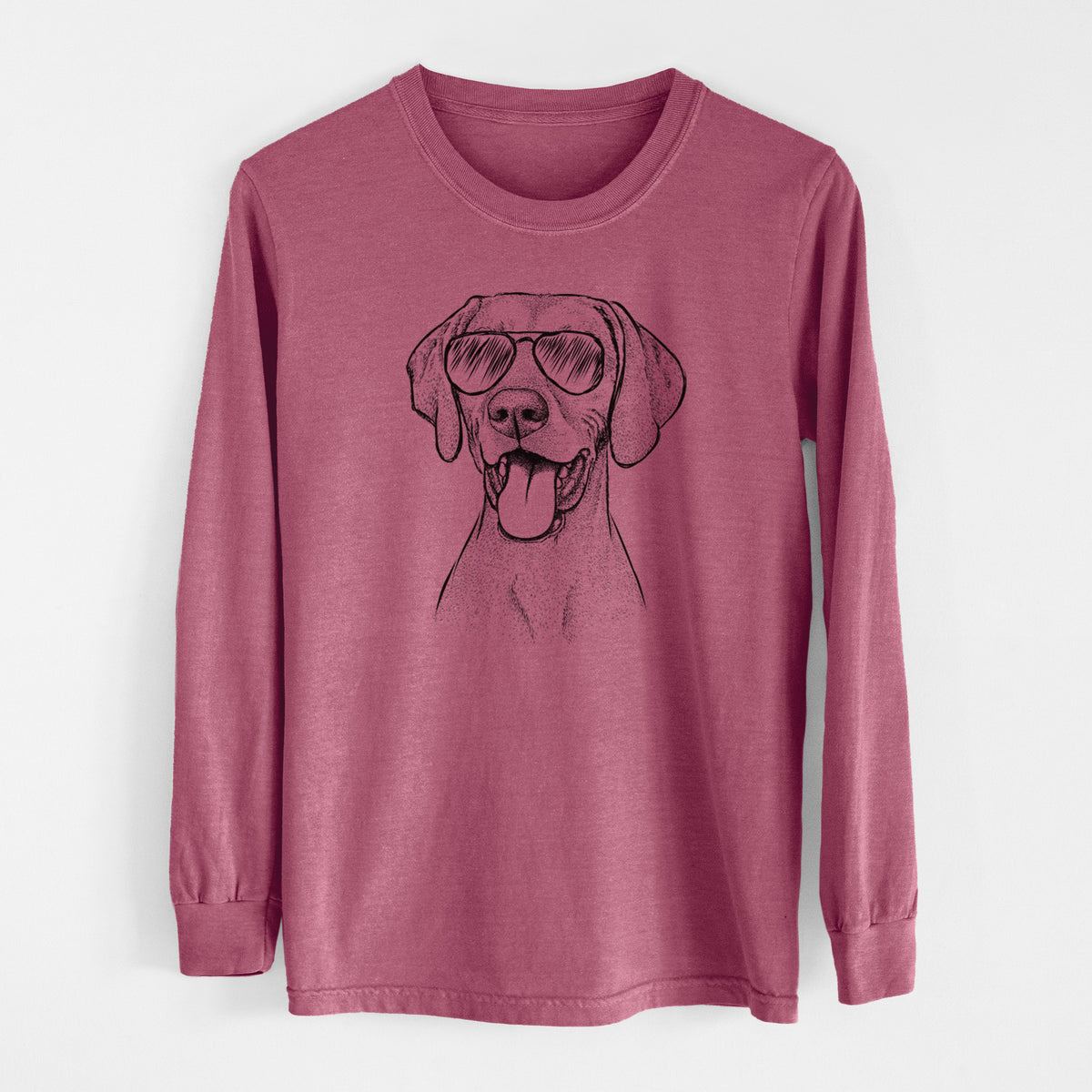 Aviator Harper the Vizsla - Men's Heavyweight 100% Cotton Long Sleeve