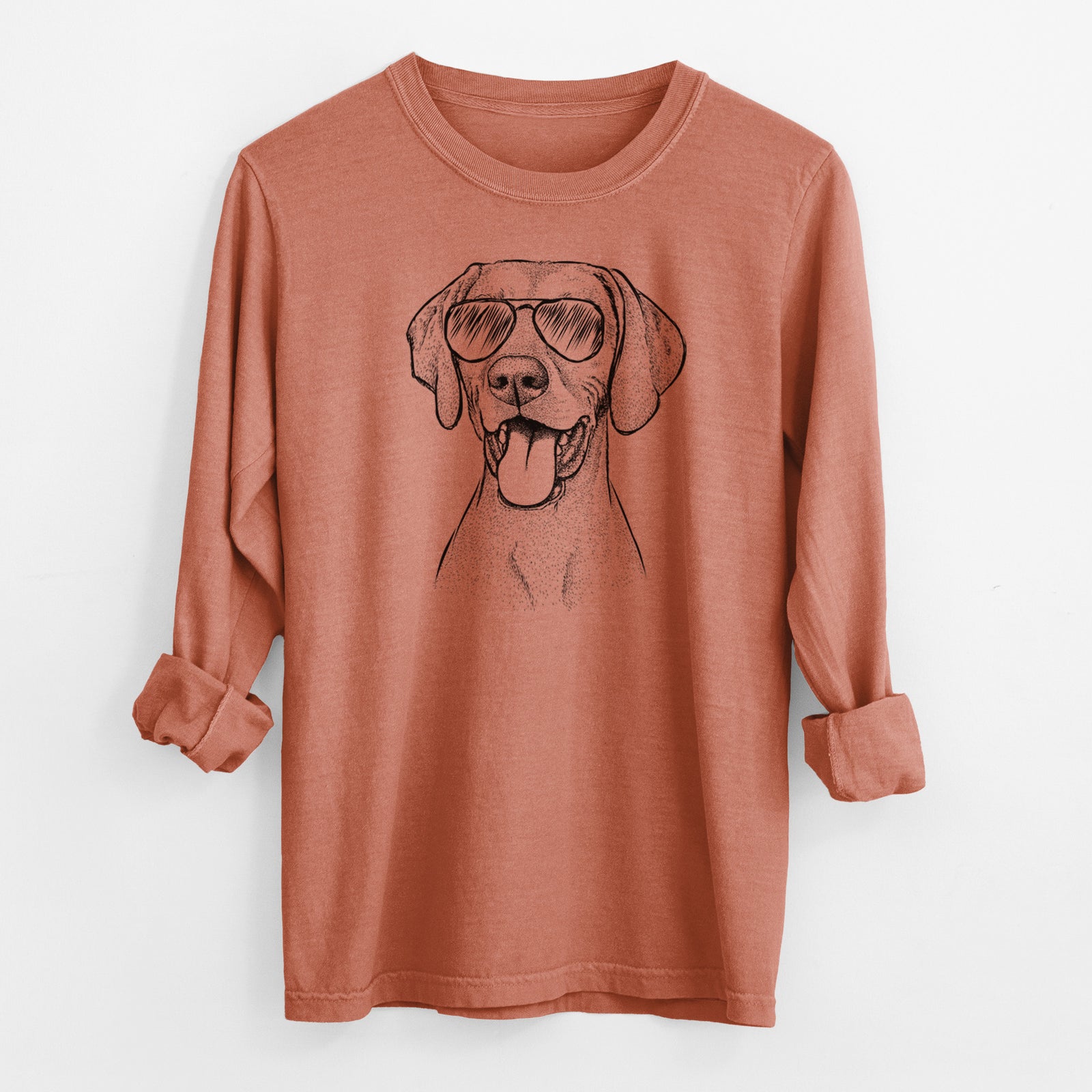 Aviator Harper the Vizsla - Men's Heavyweight 100% Cotton Long Sleeve