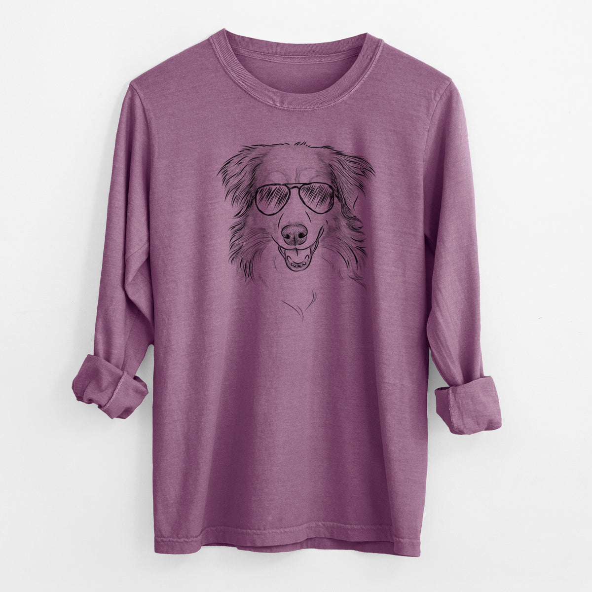 Aviator Hattie the Australian Shepherd - Men's Heavyweight 100% Cotton Long Sleeve