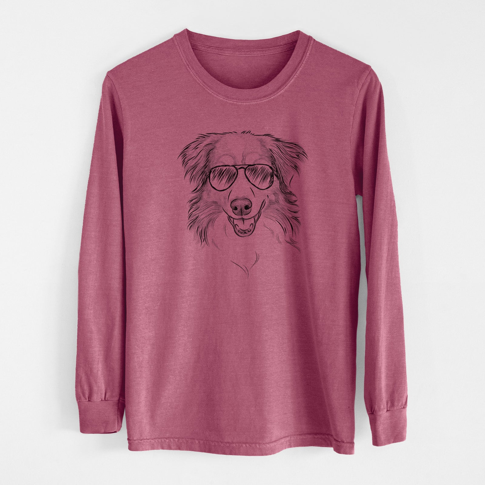 Aviator Hattie the Australian Shepherd - Men's Heavyweight 100% Cotton Long Sleeve
