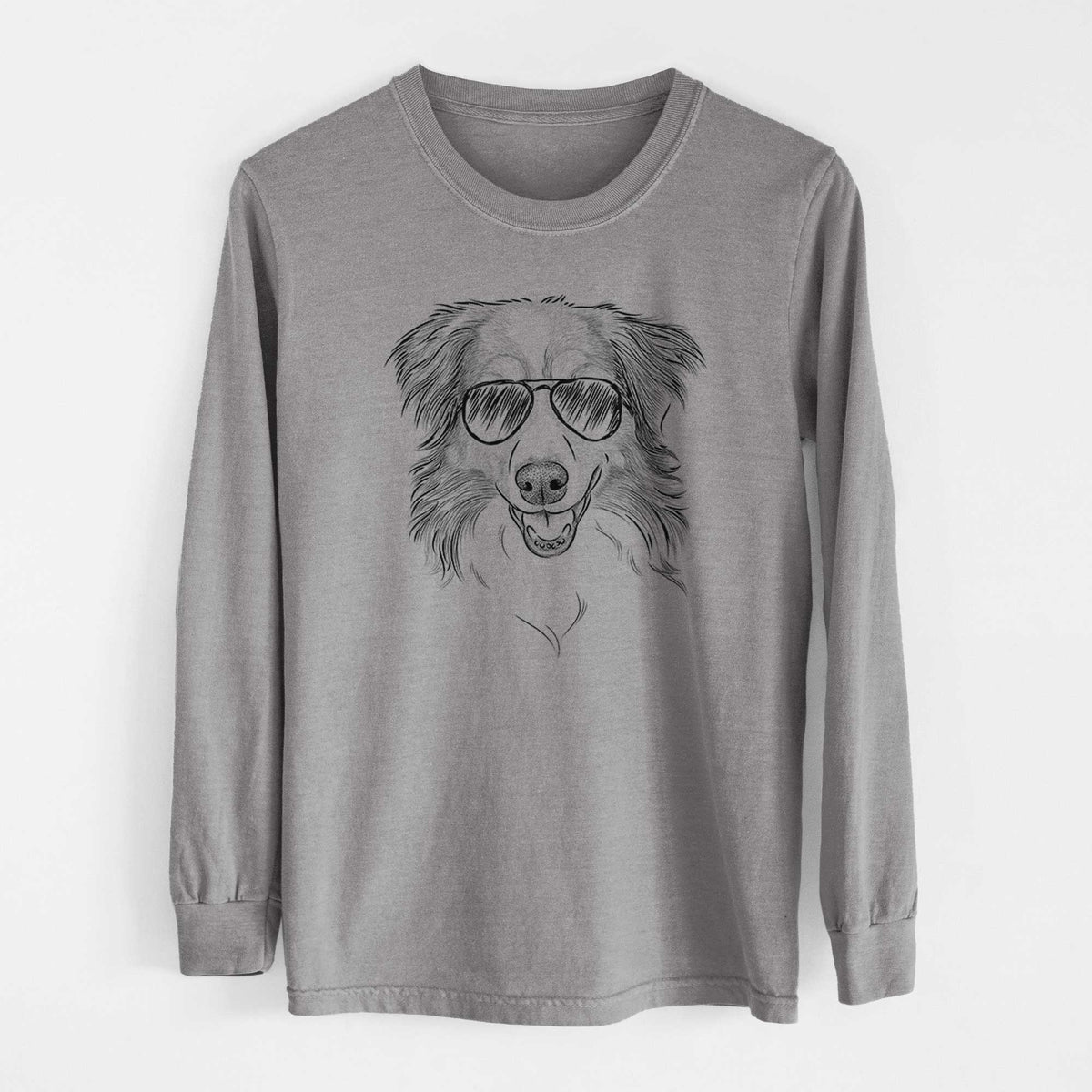 Aviator Hattie the Australian Shepherd - Men's Heavyweight 100% Cotton Long Sleeve