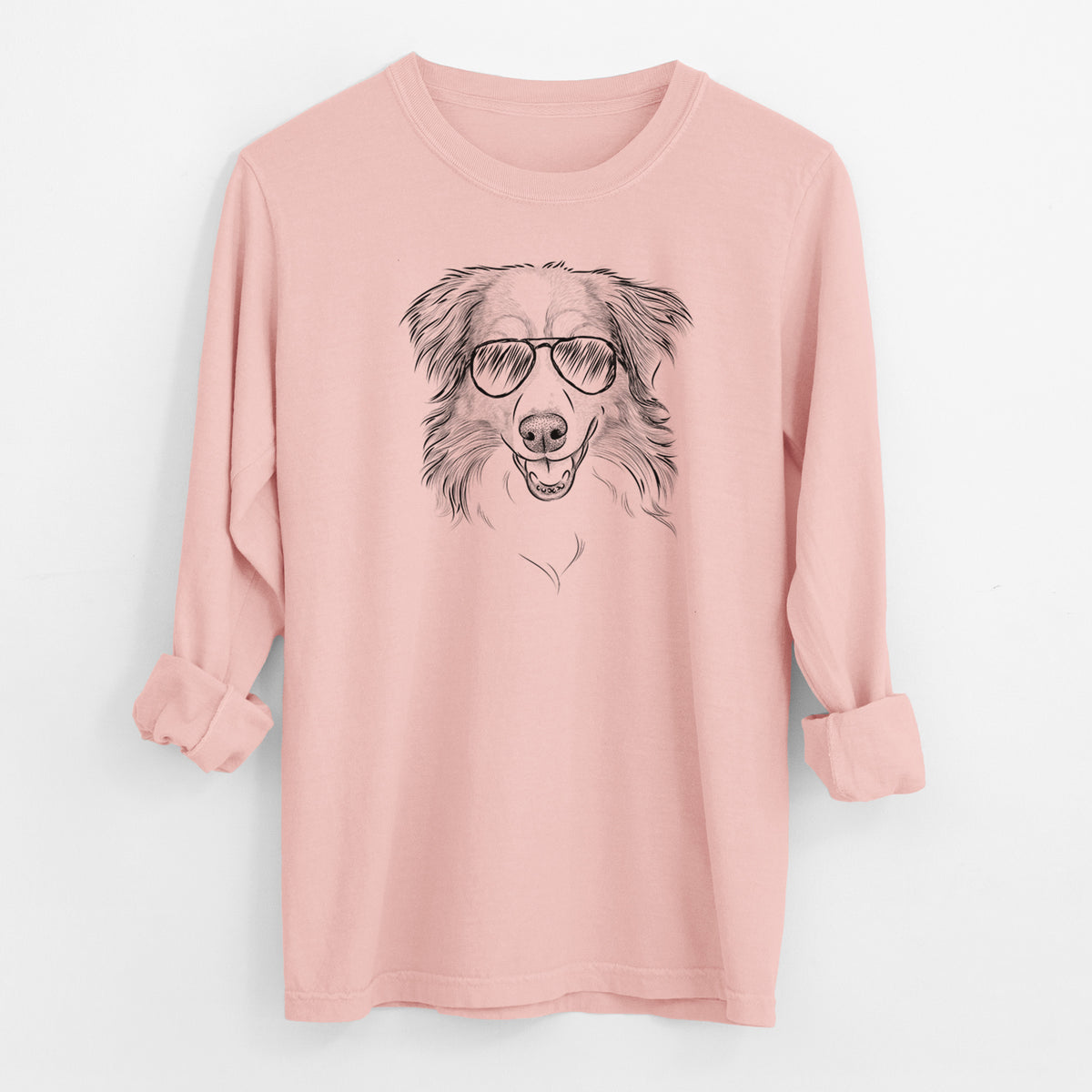 Aviator Hattie the Australian Shepherd - Men's Heavyweight 100% Cotton Long Sleeve