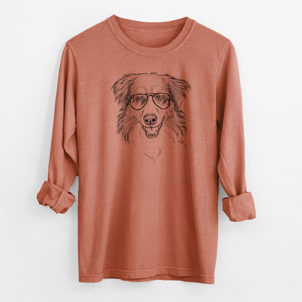Aviator Hattie the Australian Shepherd - Men's Heavyweight 100% Cotton Long Sleeve