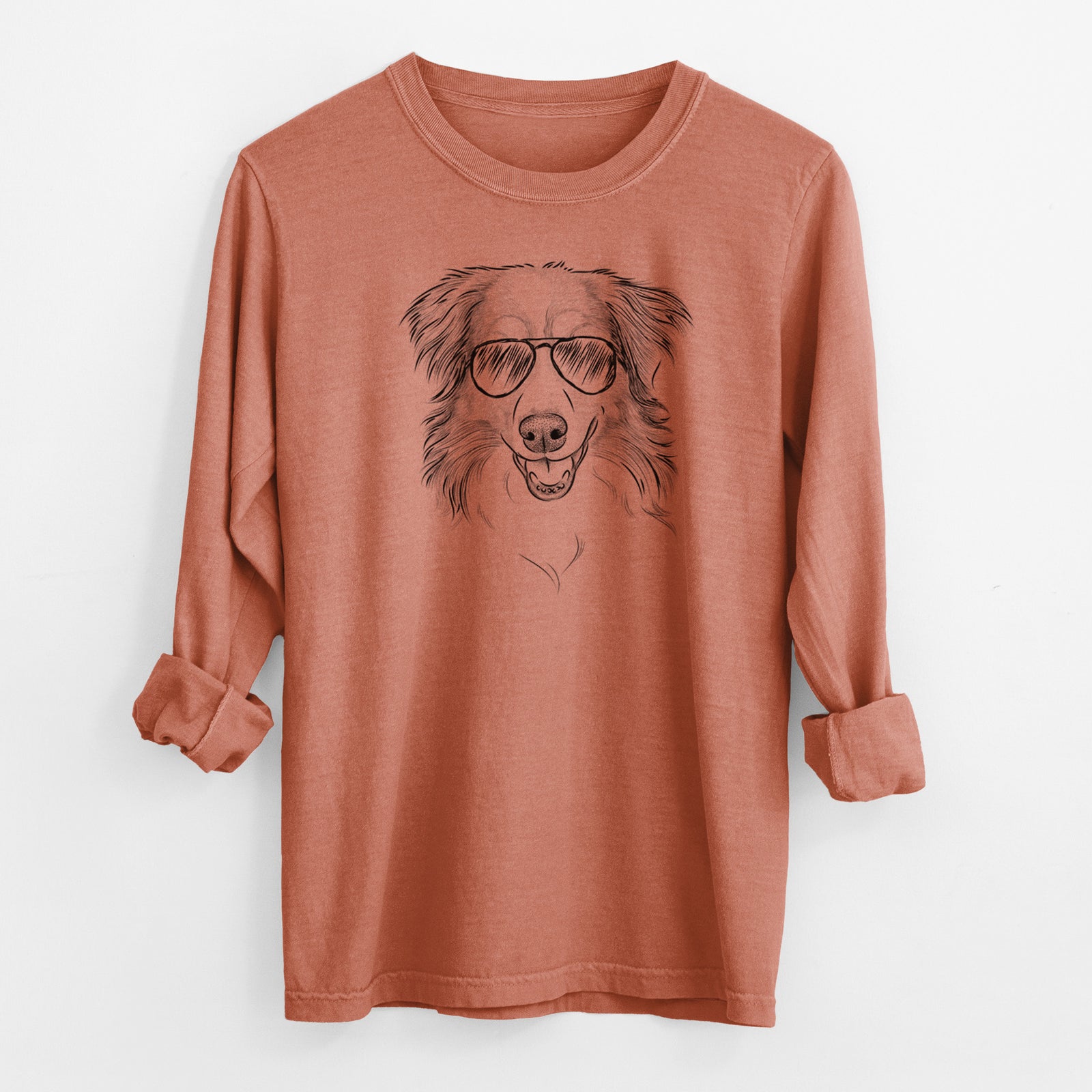 Aviator Hattie the Australian Shepherd - Men's Heavyweight 100% Cotton Long Sleeve