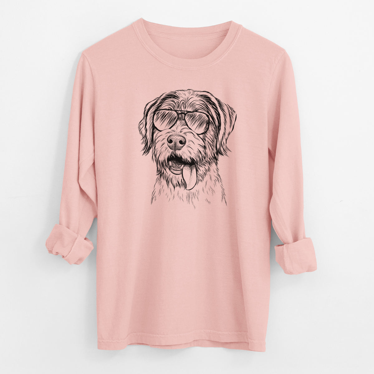 Aviator Hazel the German Wirehaired Pointer Mix - Men's Heavyweight 100% Cotton Long Sleeve