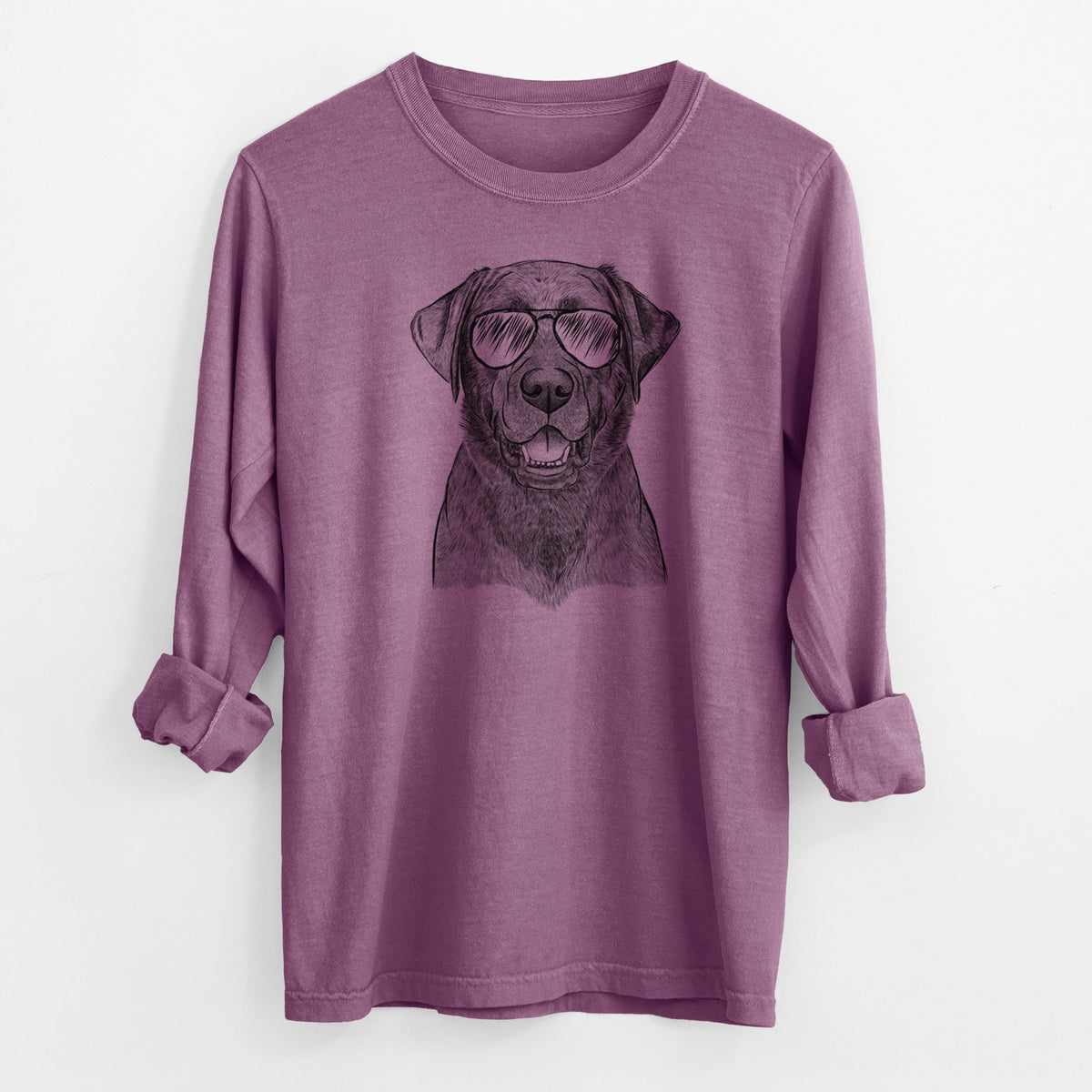 Aviator Heath the Black Lab - Men's Heavyweight 100% Cotton Long Sleeve
