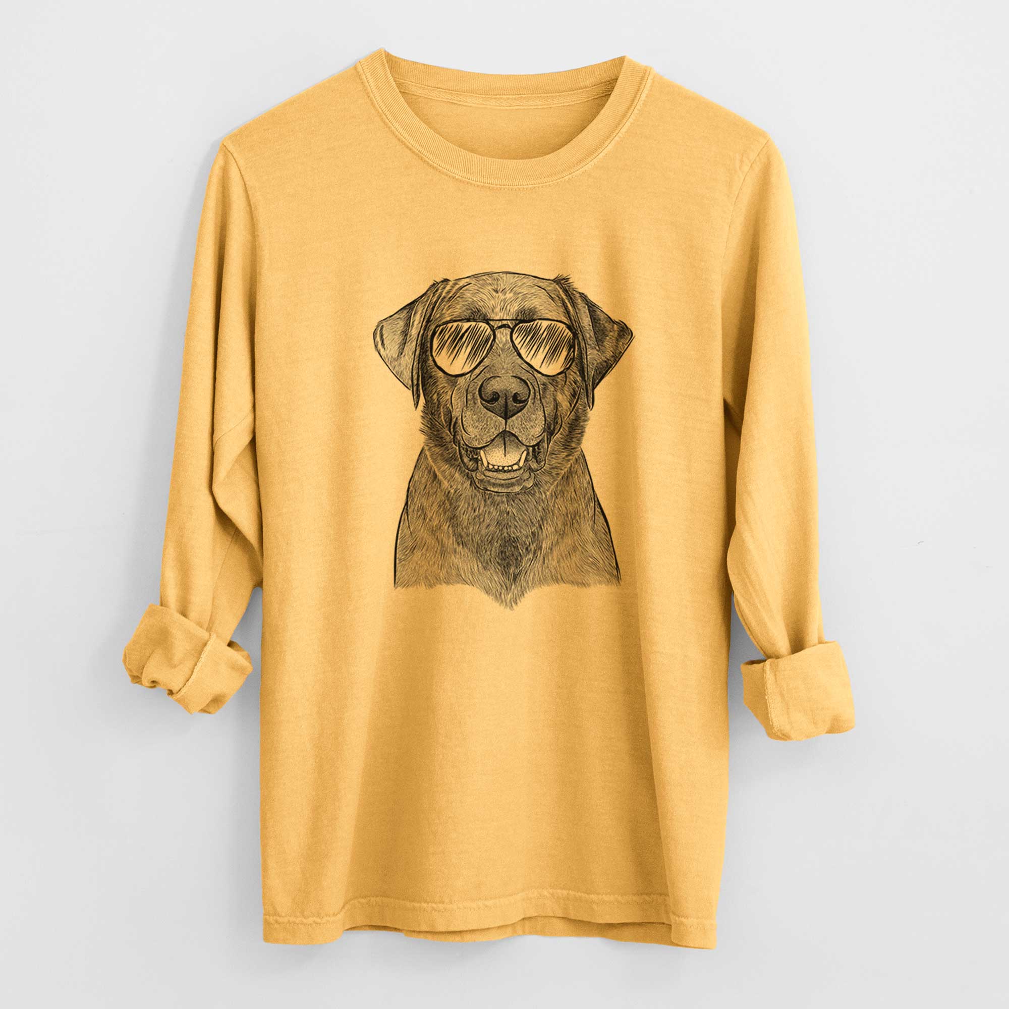 Aviator Heath the Black Lab - Men's Heavyweight 100% Cotton Long Sleeve