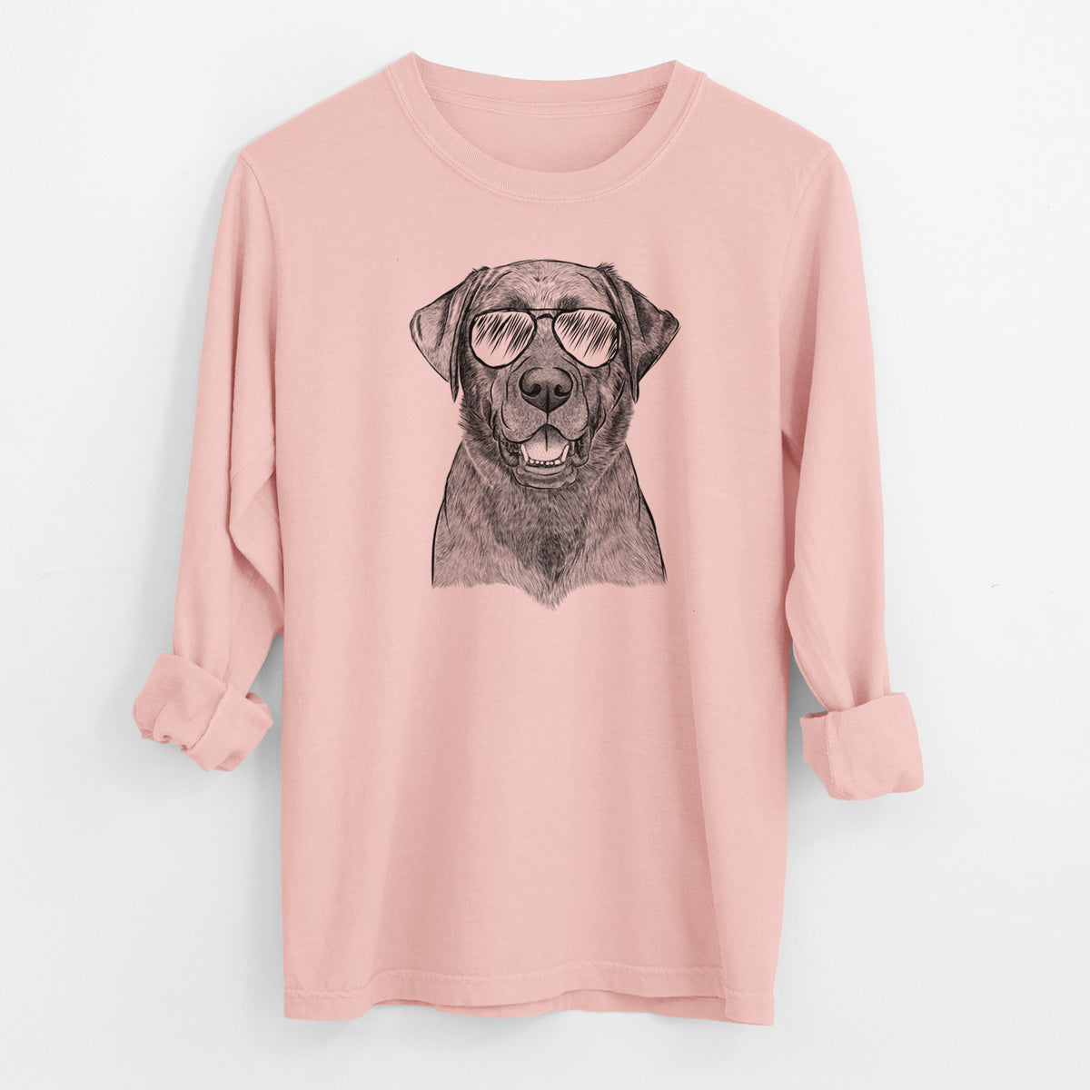 Aviator Heath the Black Lab - Men's Heavyweight 100% Cotton Long Sleeve