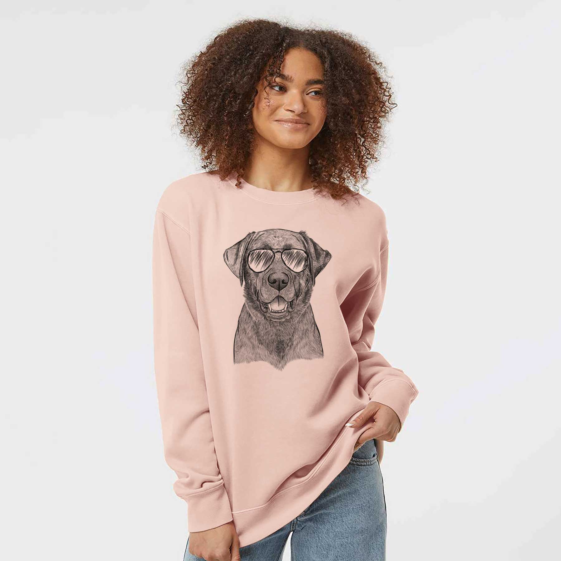 Aviator Heath the Black Lab - Unisex Pigment Dyed Crew Sweatshirt