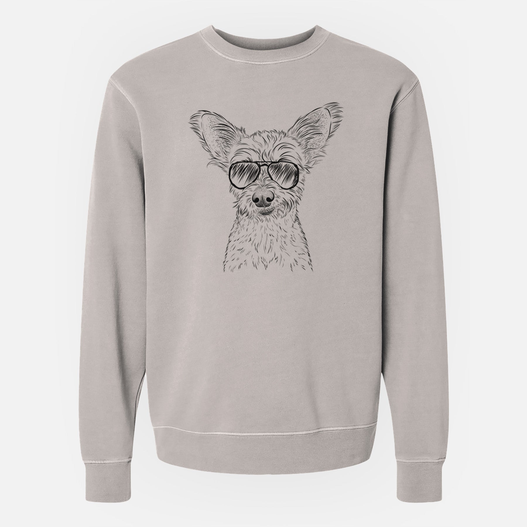 Aviator Heidi the Schnauzer Mix - Unisex Pigment Dyed Crew Sweatshirt