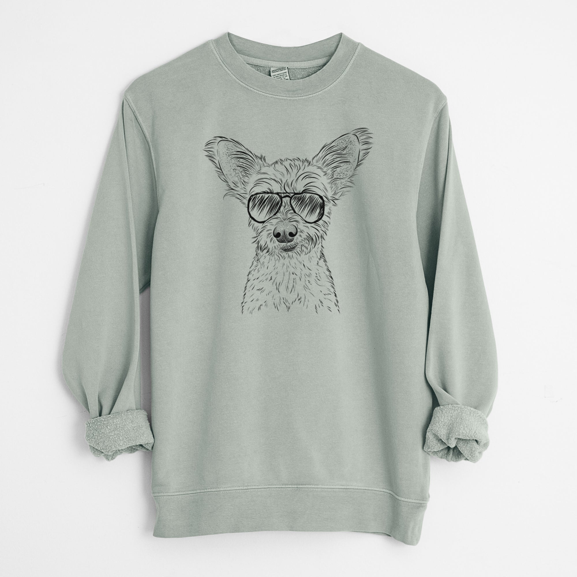 Aviator Heidi the Schnauzer Mix - Unisex Pigment Dyed Crew Sweatshirt