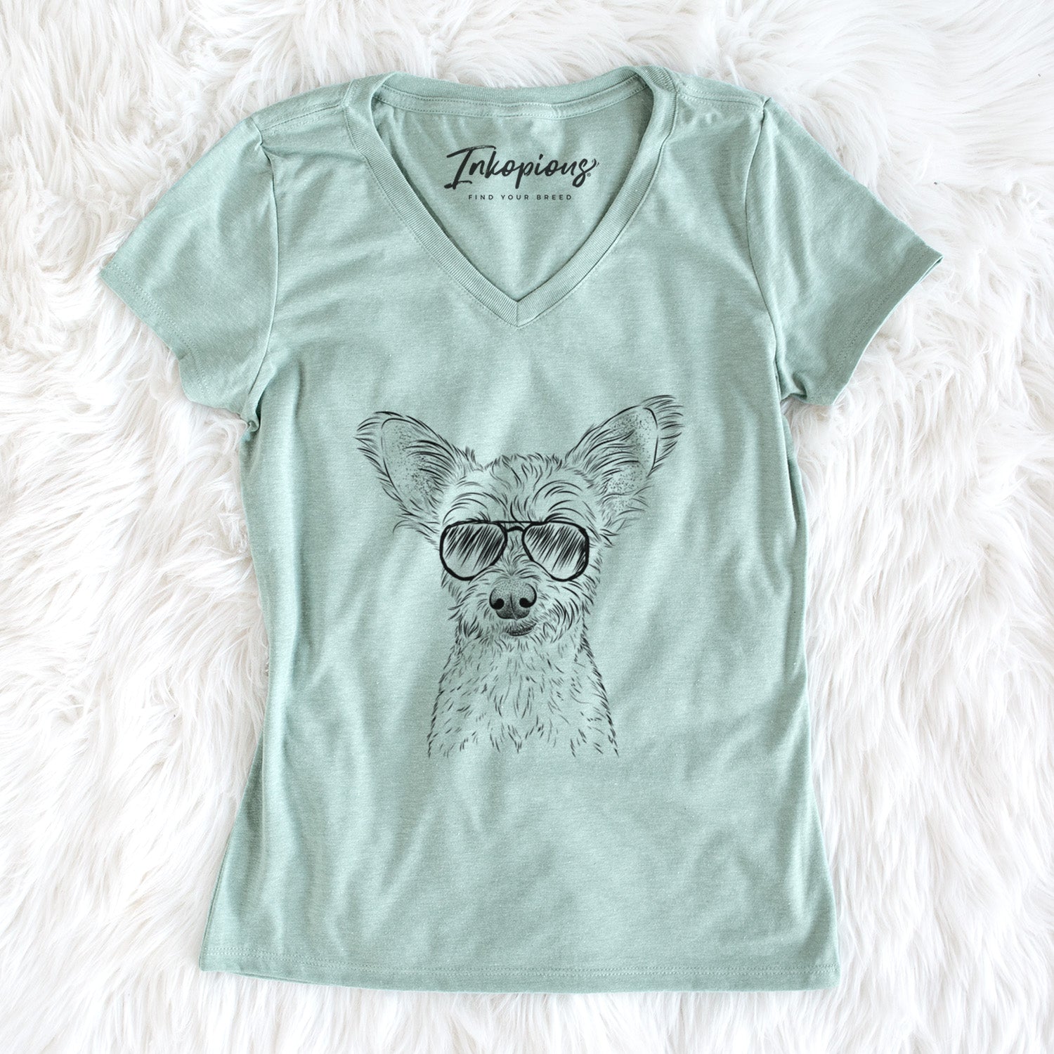 Aviator Heidi the Schnauzer Mix - Women's V-neck Shirt