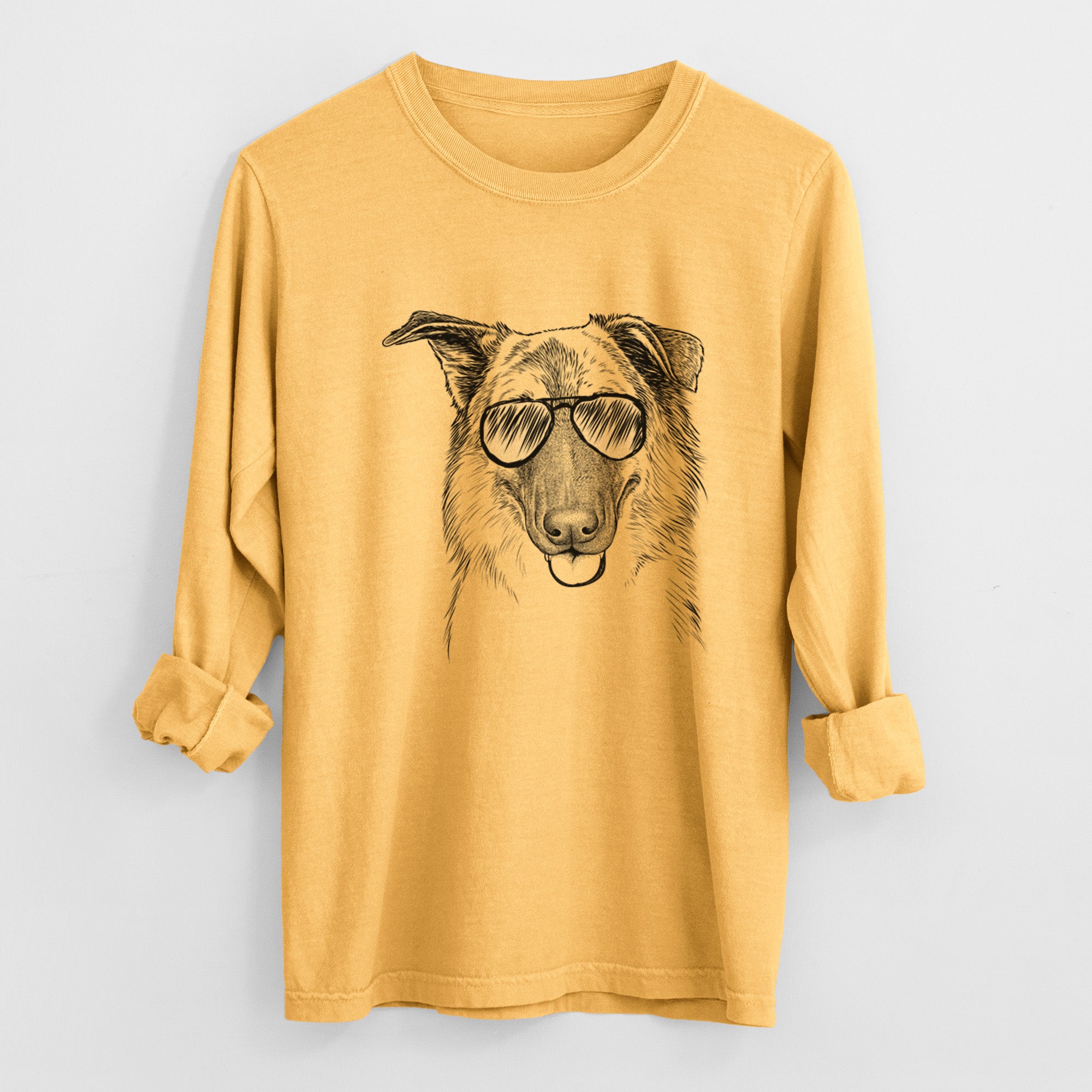 Aviator Henry the German Shepherd - Men's Heavyweight 100% Cotton Long Sleeve