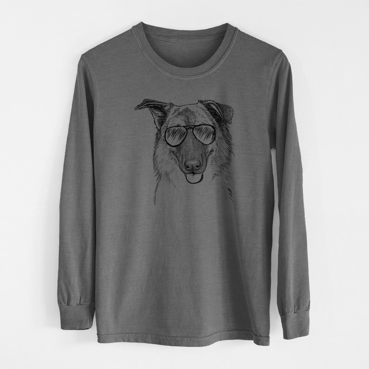 Aviator Henry the German Shepherd - Men&#39;s Heavyweight 100% Cotton Long Sleeve