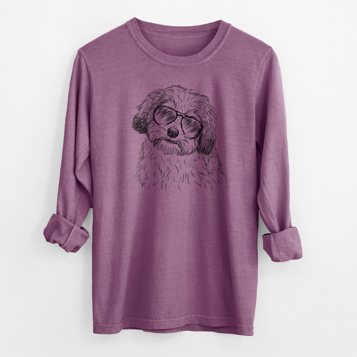 Aviator Henry the Havanese - Men's Heavyweight 100% Cotton Long Sleeve