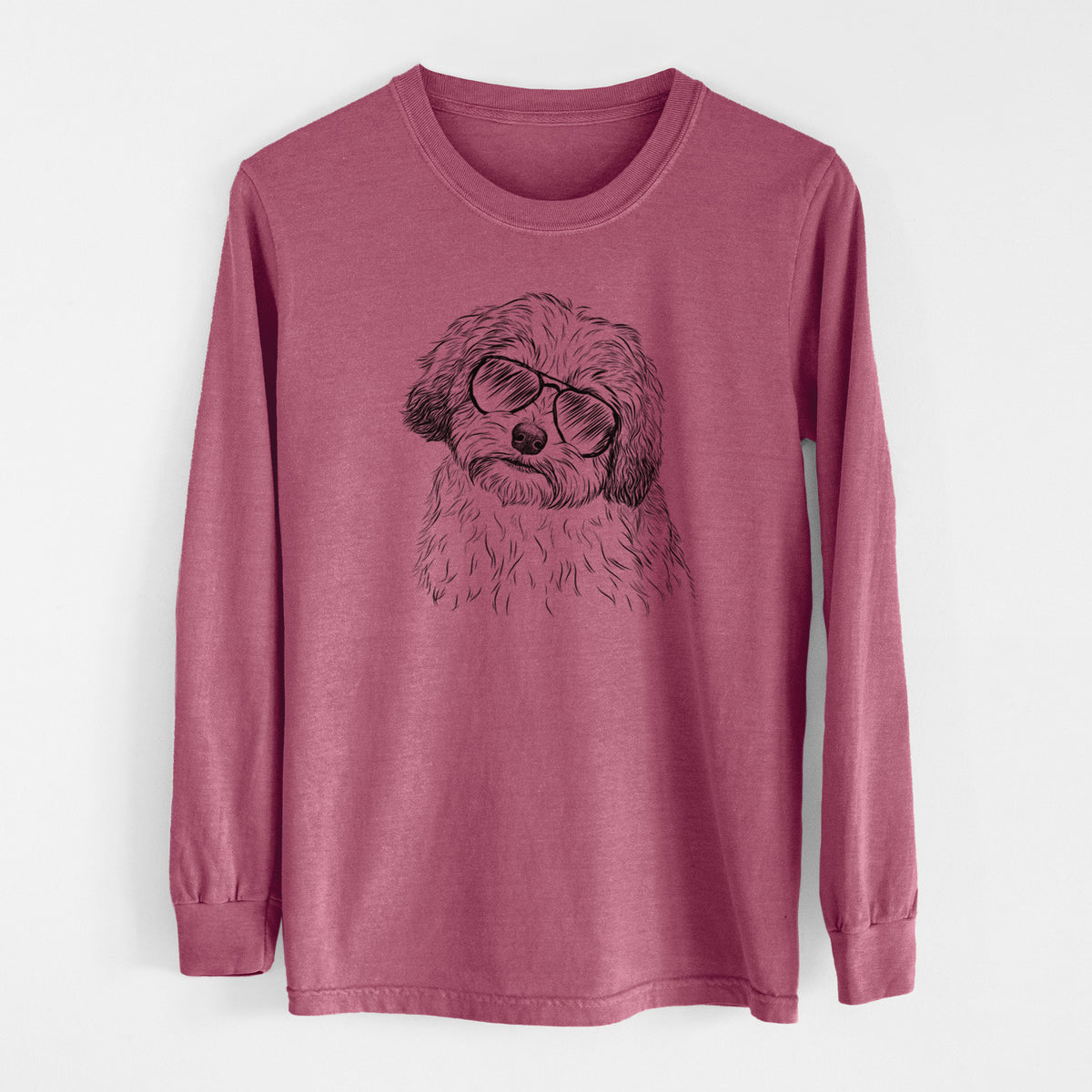 Aviator Henry the Havanese - Men's Heavyweight 100% Cotton Long Sleeve