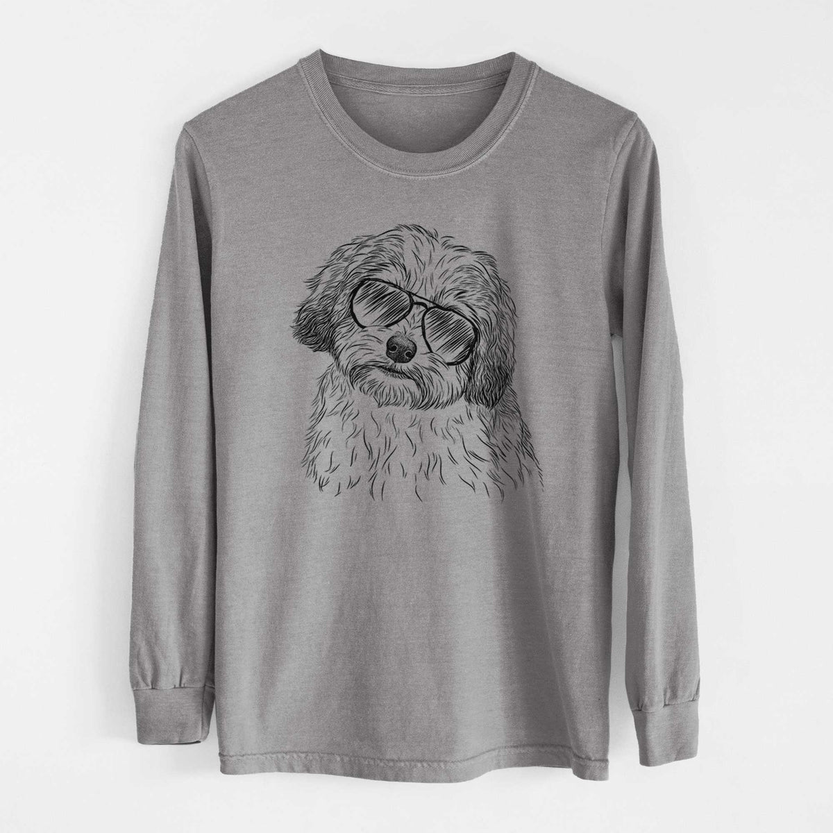Aviator Henry the Havanese - Men's Heavyweight 100% Cotton Long Sleeve