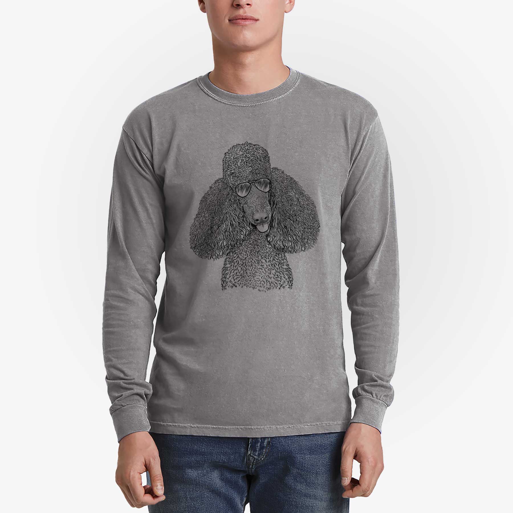 Aviator Henry the Standard Poodle - Men's Heavyweight 100% Cotton Long Sleeve