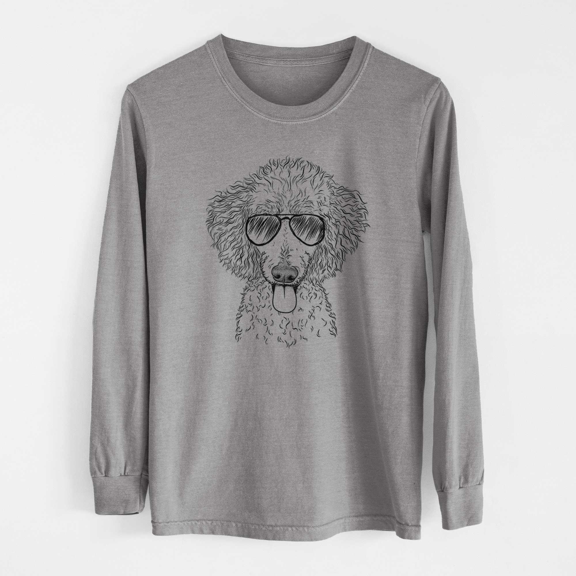 Aviator Henry the White Standard Poodle - Men's Heavyweight 100% Cotton Long Sleeve
