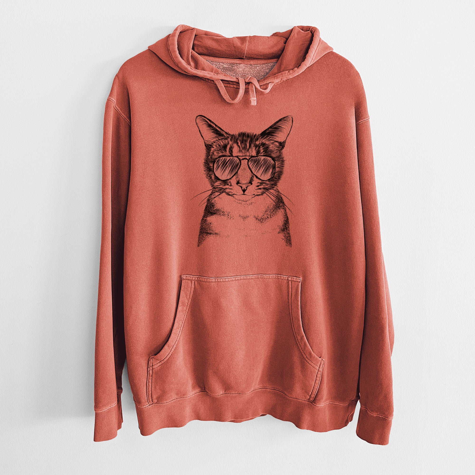 Aviator Hobbes the Tabby Cat - Unisex Pigment Dyed Hoodie