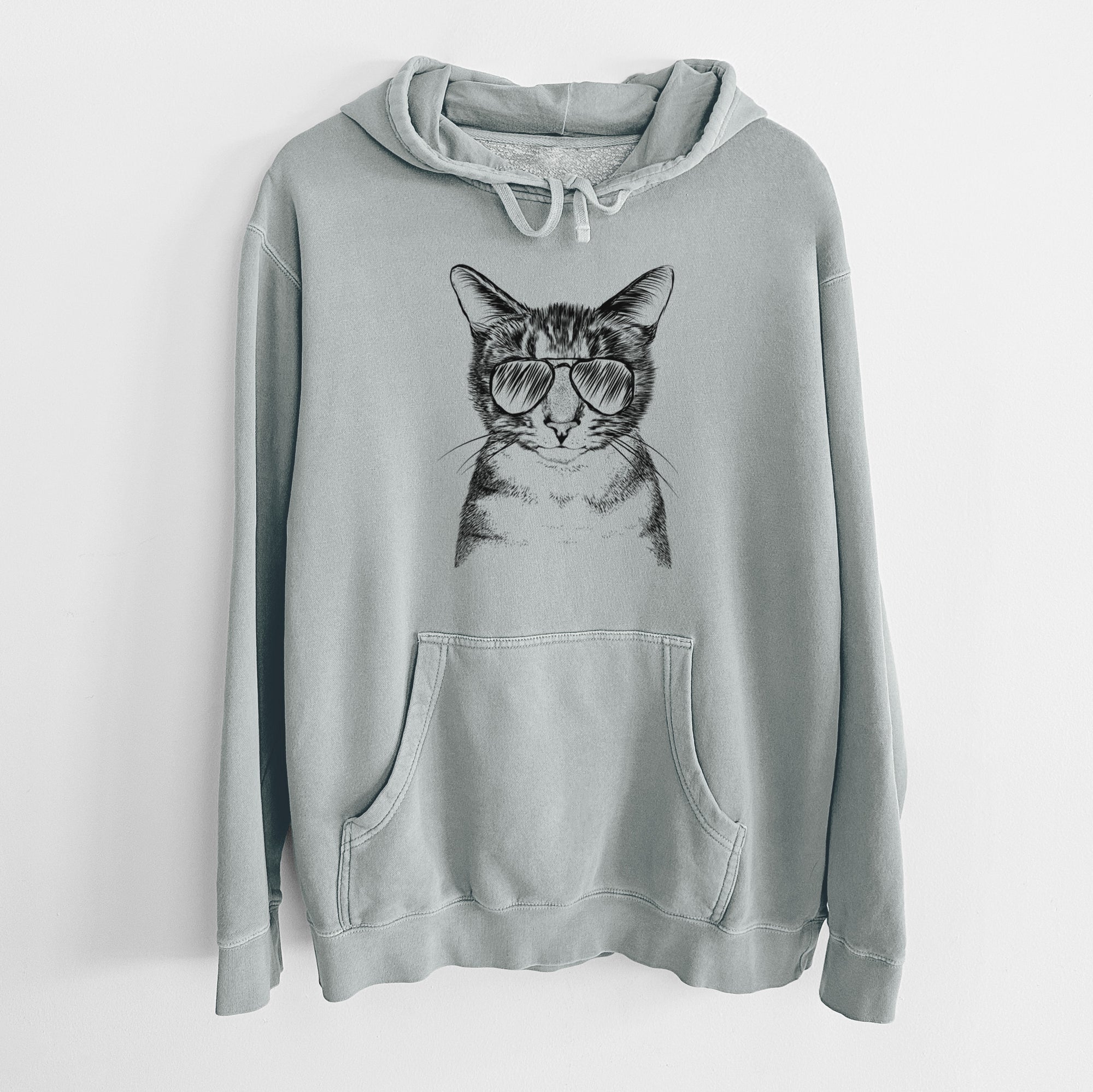 Aviator Hobbes the Tabby Cat - Unisex Pigment Dyed Hoodie