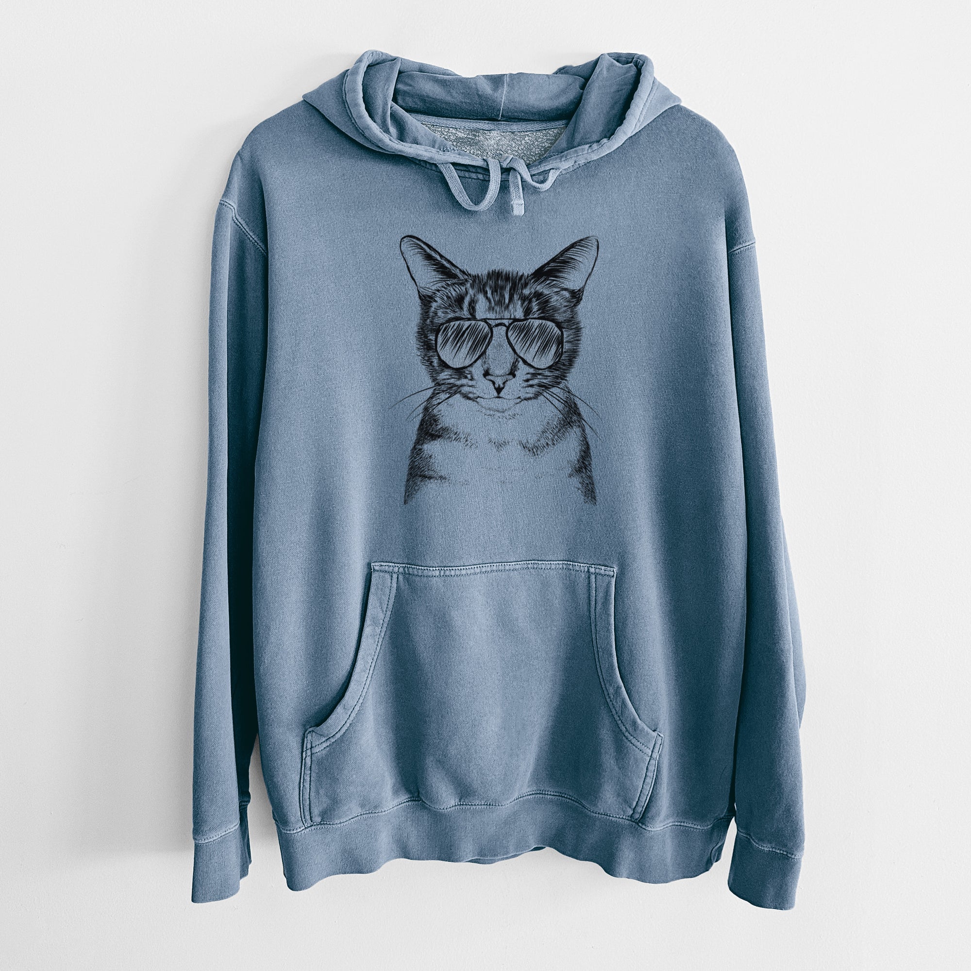 Aviator Hobbes the Tabby Cat - Unisex Pigment Dyed Hoodie