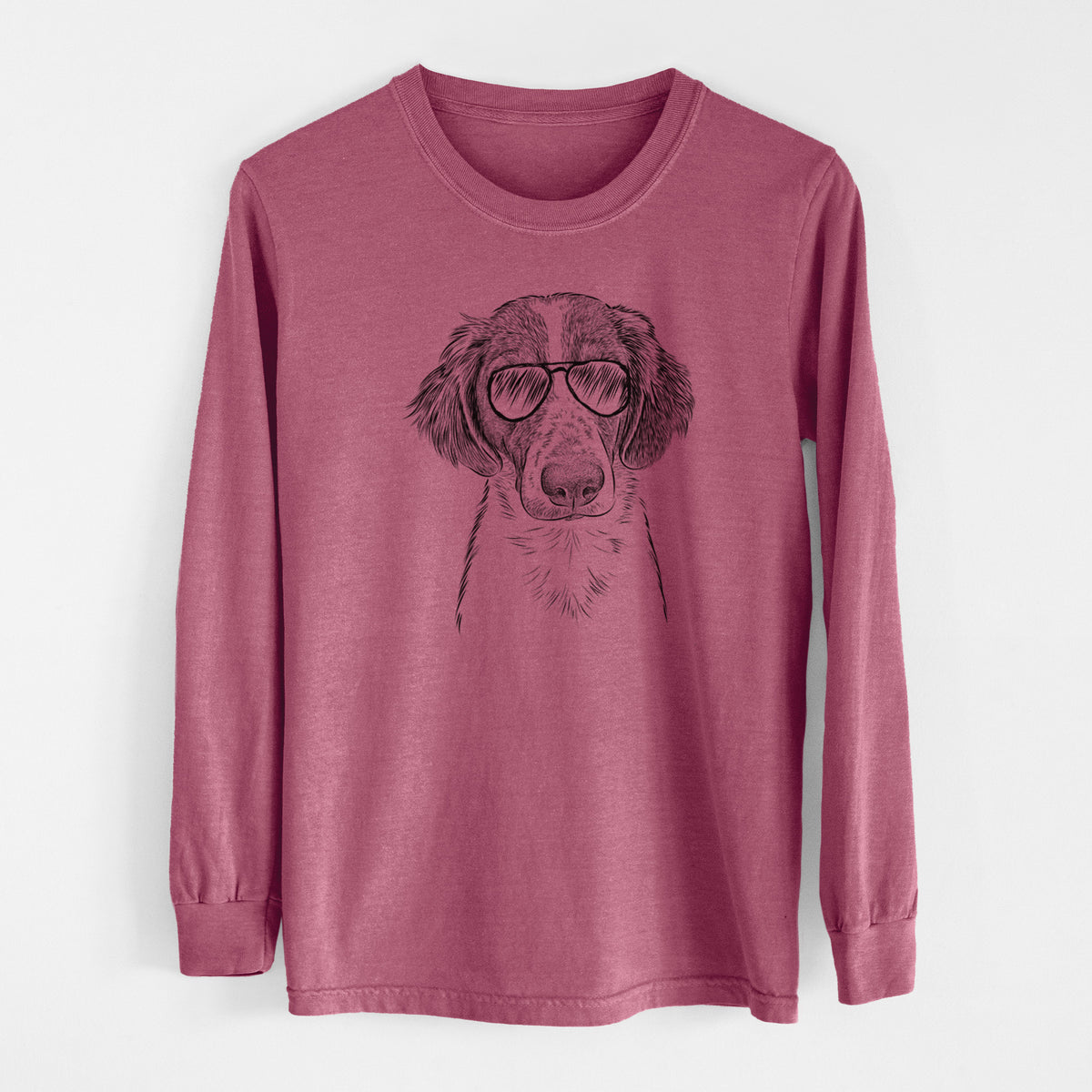 Aviator Holly the Brittany Spaniel - Men's Heavyweight 100% Cotton Long Sleeve