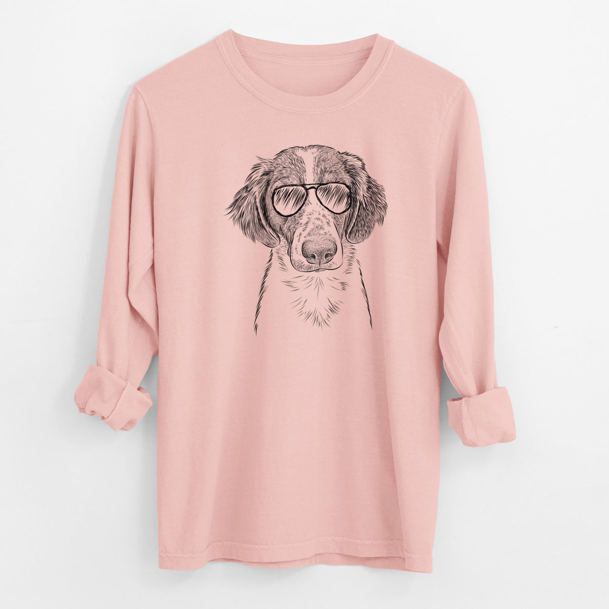 Aviator Holly the Brittany Spaniel - Men's Heavyweight 100% Cotton Long Sleeve