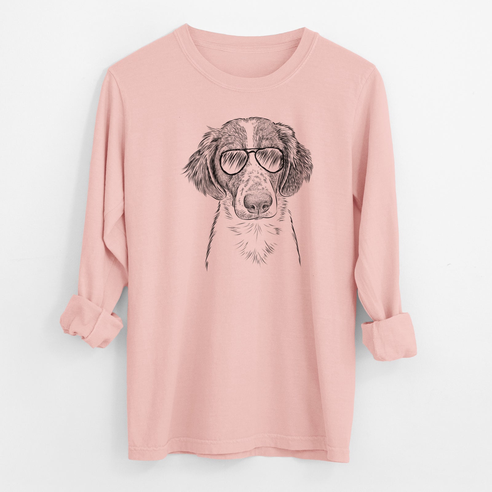 Aviator Holly the Brittany Spaniel - Men's Heavyweight 100% Cotton Long Sleeve