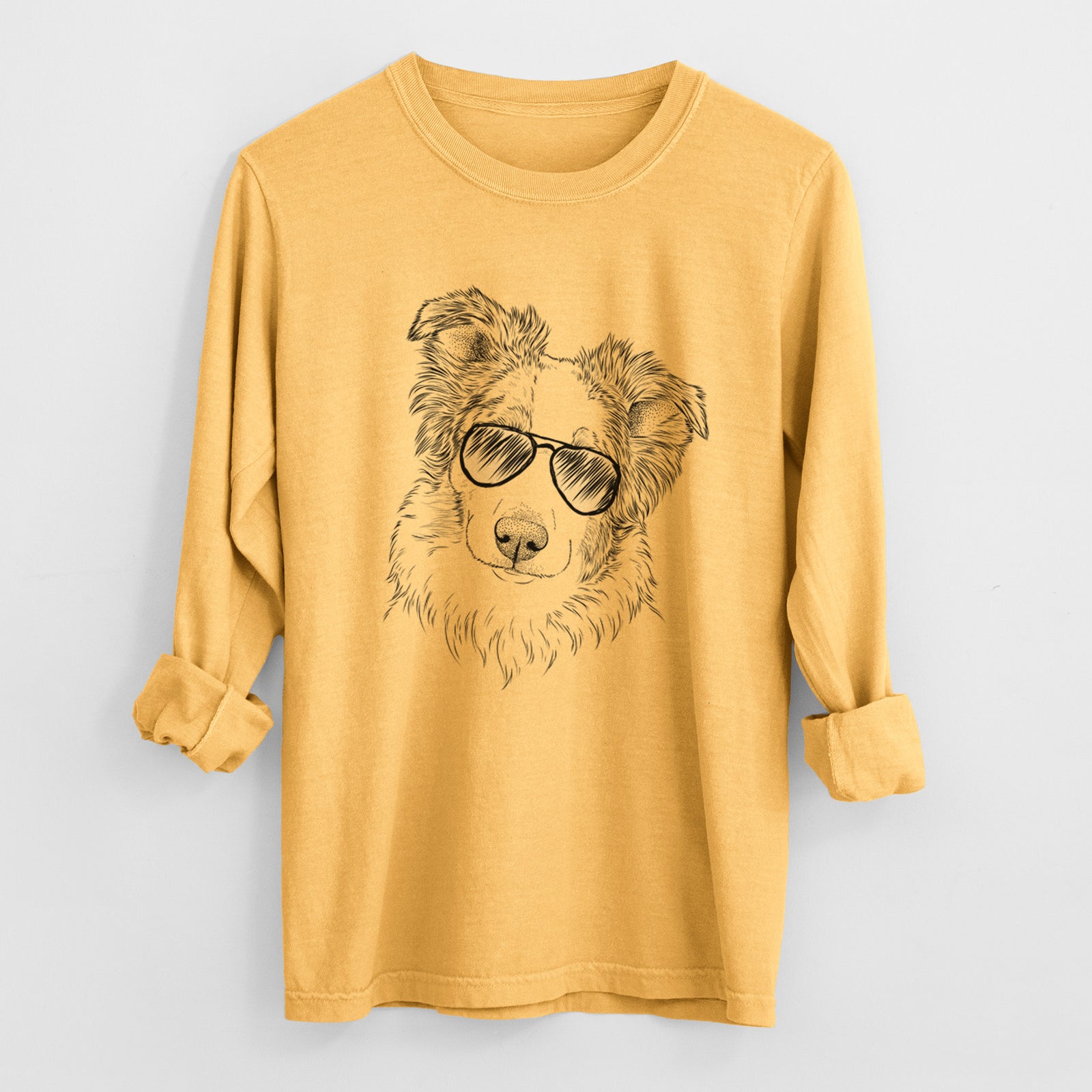 Aviator HoneyBee the Miniature Australian Shepherd - Men's Heavyweight 100% Cotton Long Sleeve