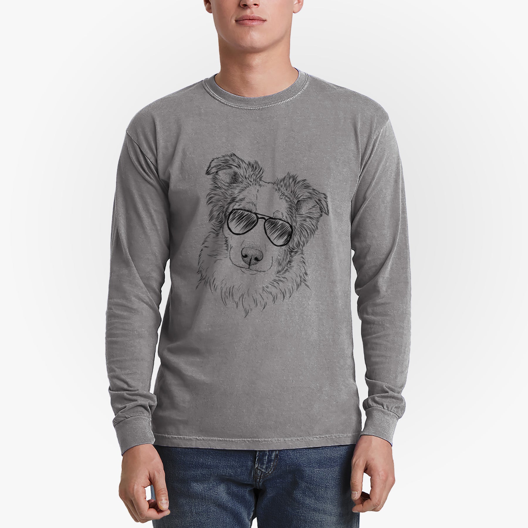 Aviators HoneyBee the Miniature Australian Shepherd - Heavyweight 100% Cotton Long Sleeve