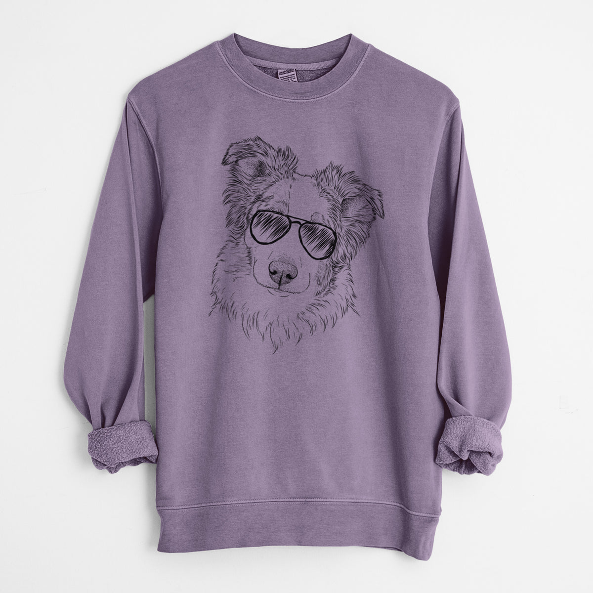 Aviator HoneyBee the Miniature Australian Shepherd - Unisex Pigment Dyed Crew Sweatshirt