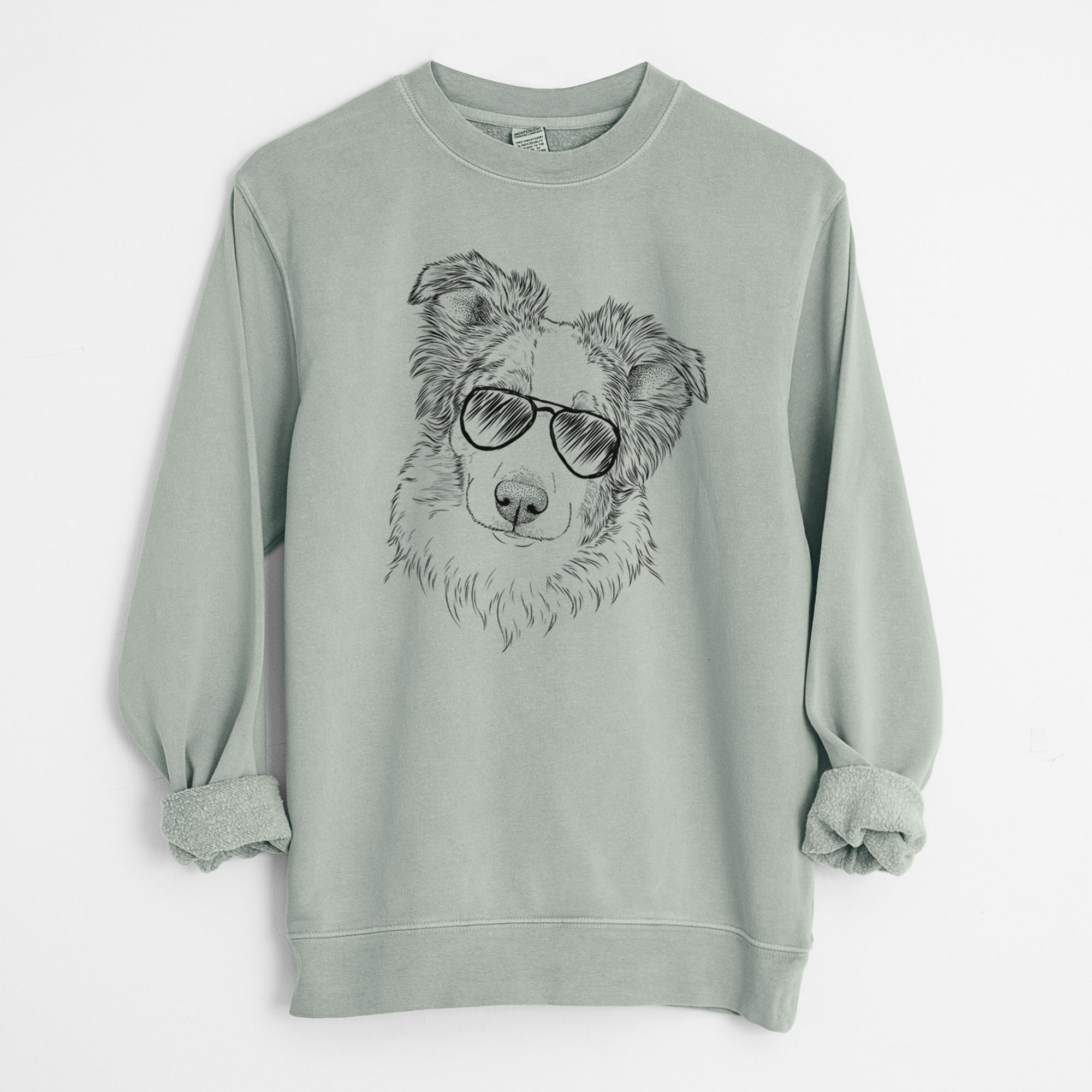 Aviator HoneyBee the Miniature Australian Shepherd - Unisex Pigment Dyed Crew Sweatshirt