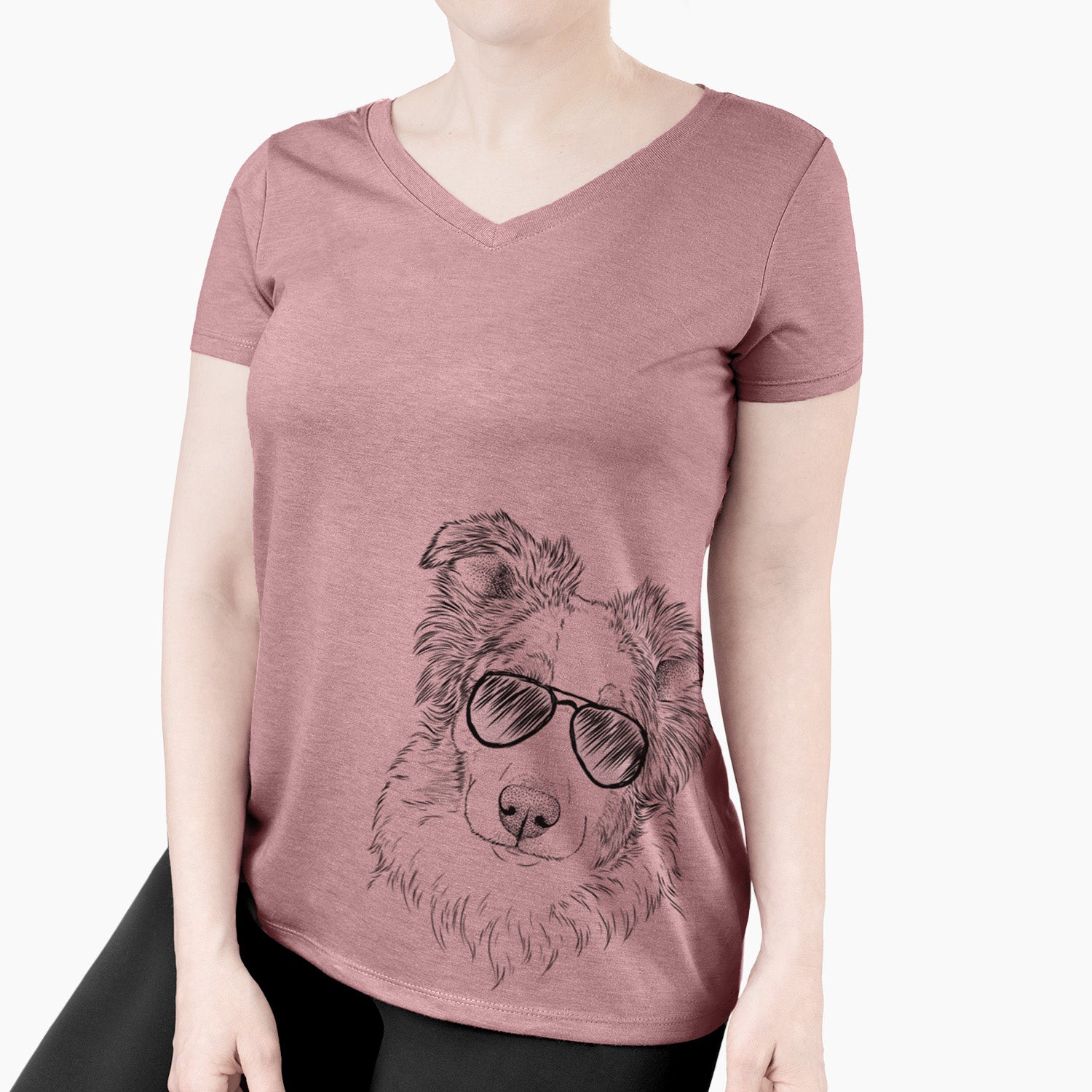 Aviator HoneyBee the Miniature Australian Shepherd - Women's V-neck Shirt