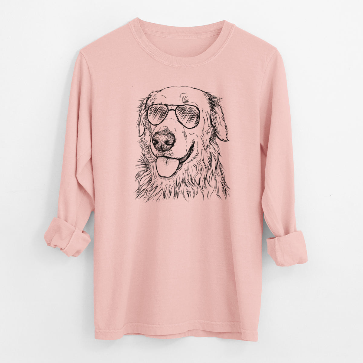 Aviator Hopper the Golden Retriever - Men's Heavyweight 100% Cotton Long Sleeve
