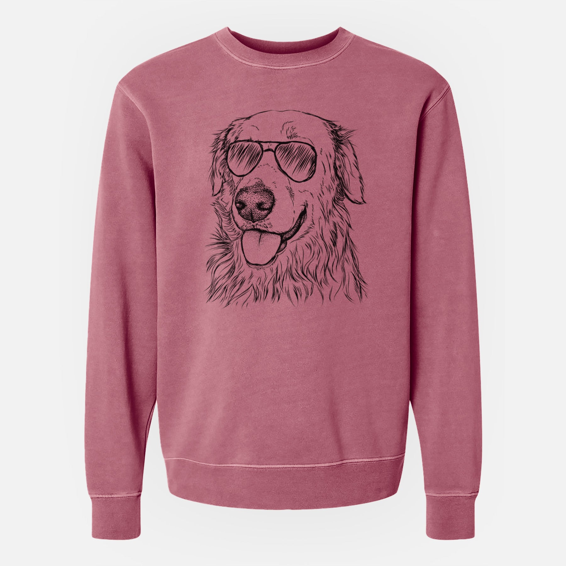 Aviator Hopper the Golden Retriever - Unisex Pigment Dyed Crew Sweatshirt