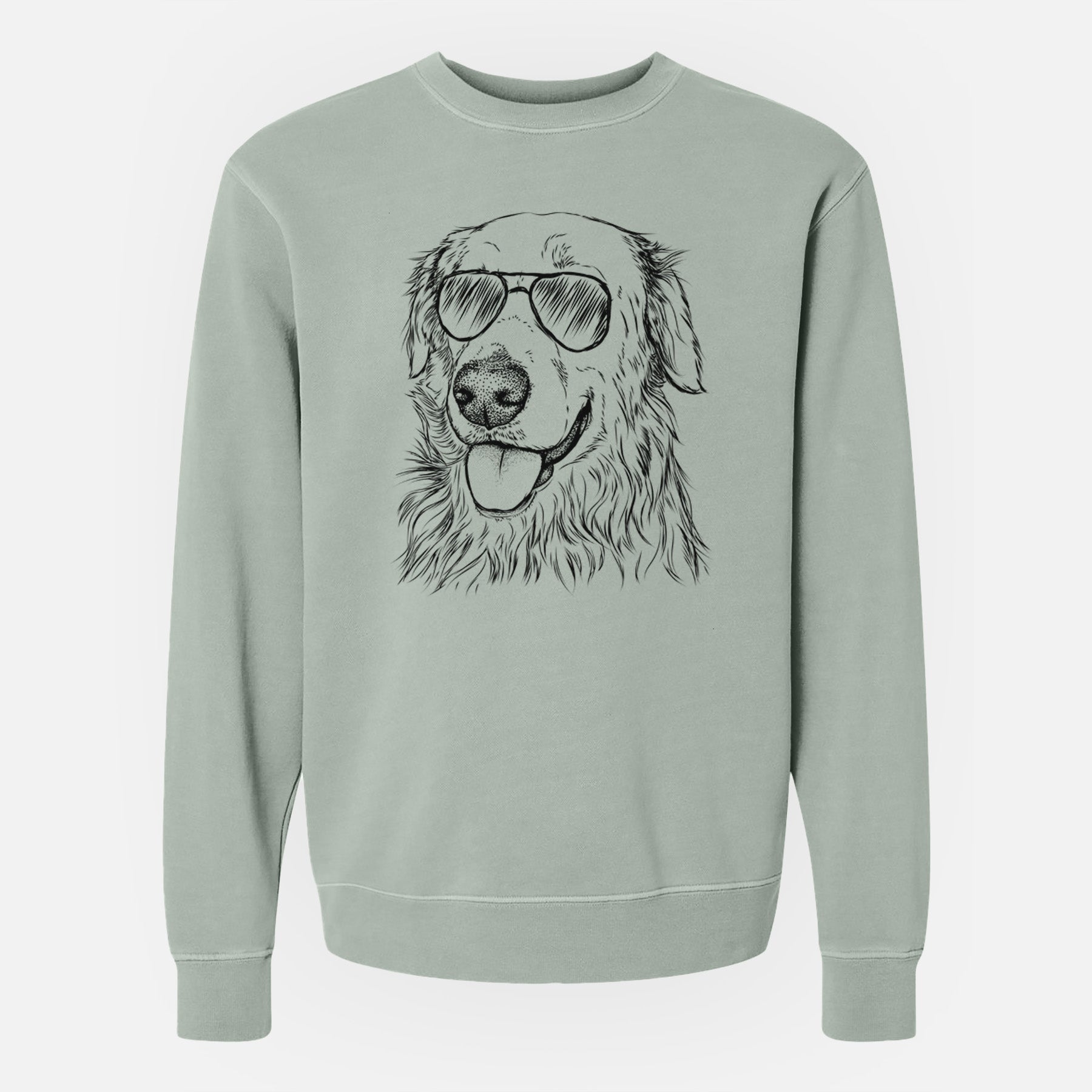 Aviator Hopper the Golden Retriever - Unisex Pigment Dyed Crew Sweatshirt