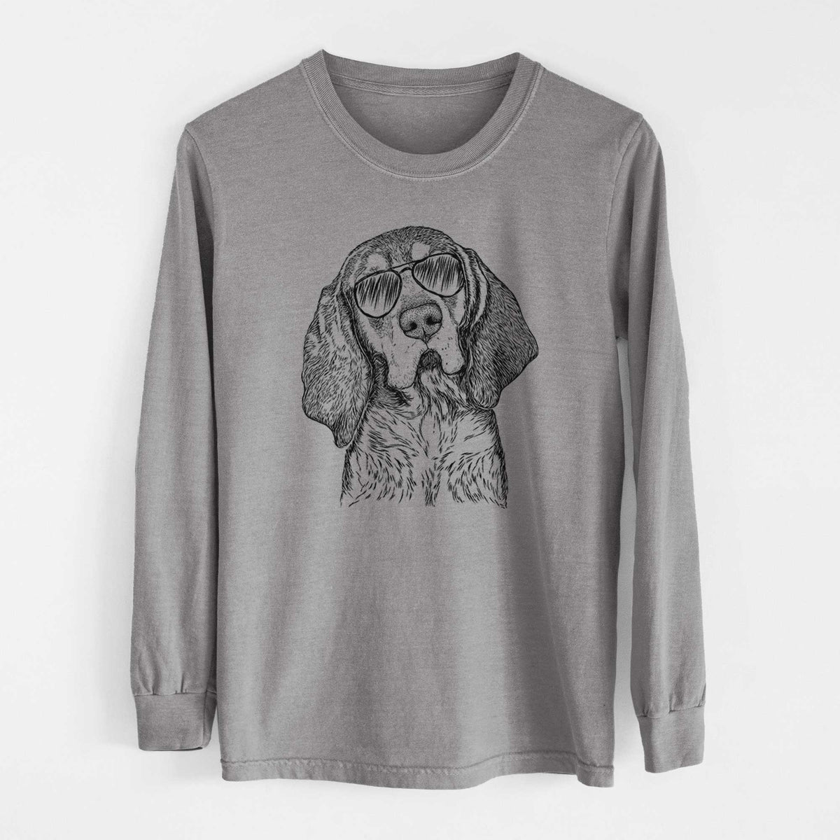 Aviator Huck the Bluetick Coonhound - Men's Heavyweight 100% Cotton Long Sleeve