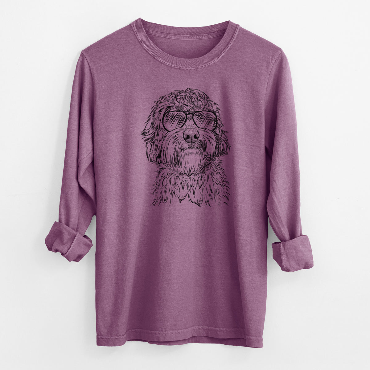 Aviator Huckleberry the Australian Labradoodle - Men's Heavyweight 100% Cotton Long Sleeve