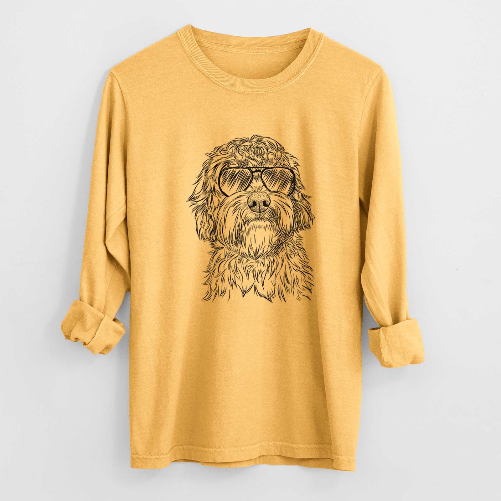 Aviator Huckleberry the Australian Labradoodle - Men's Heavyweight 100% Cotton Long Sleeve