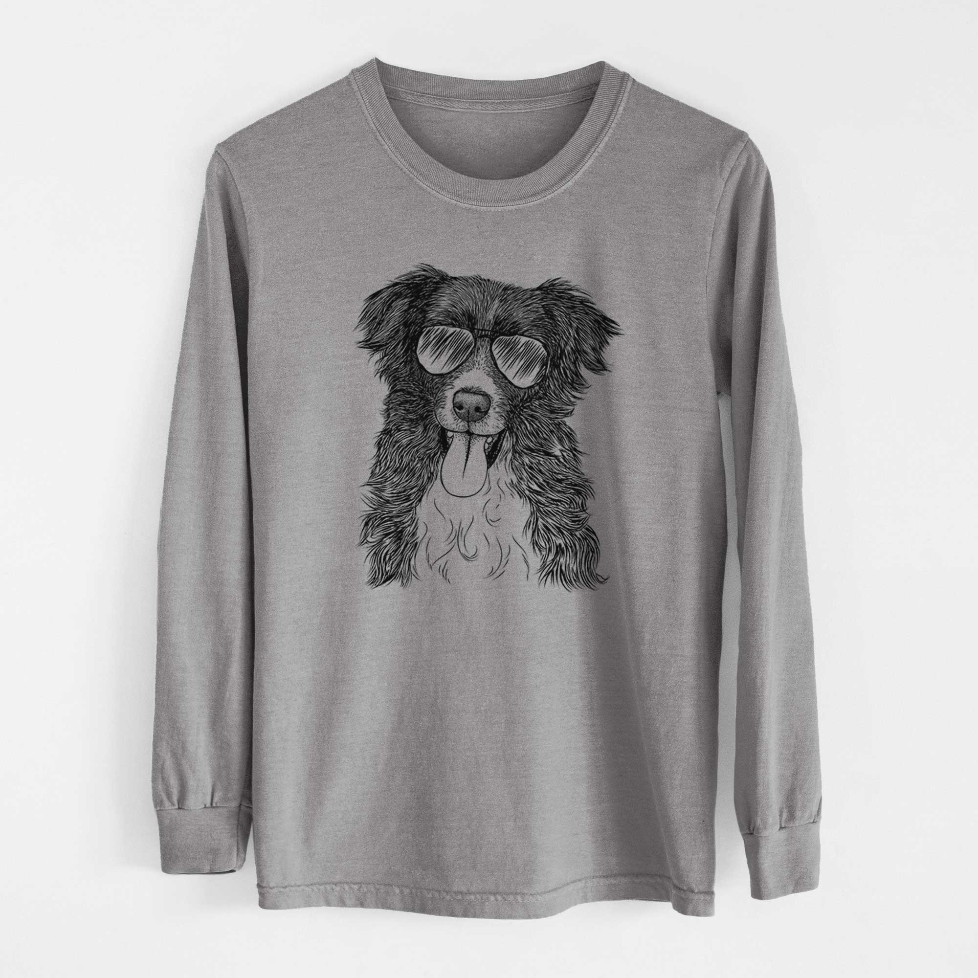 Aviator Indi the Border Collie - Men's Heavyweight 100% Cotton Long Sleeve