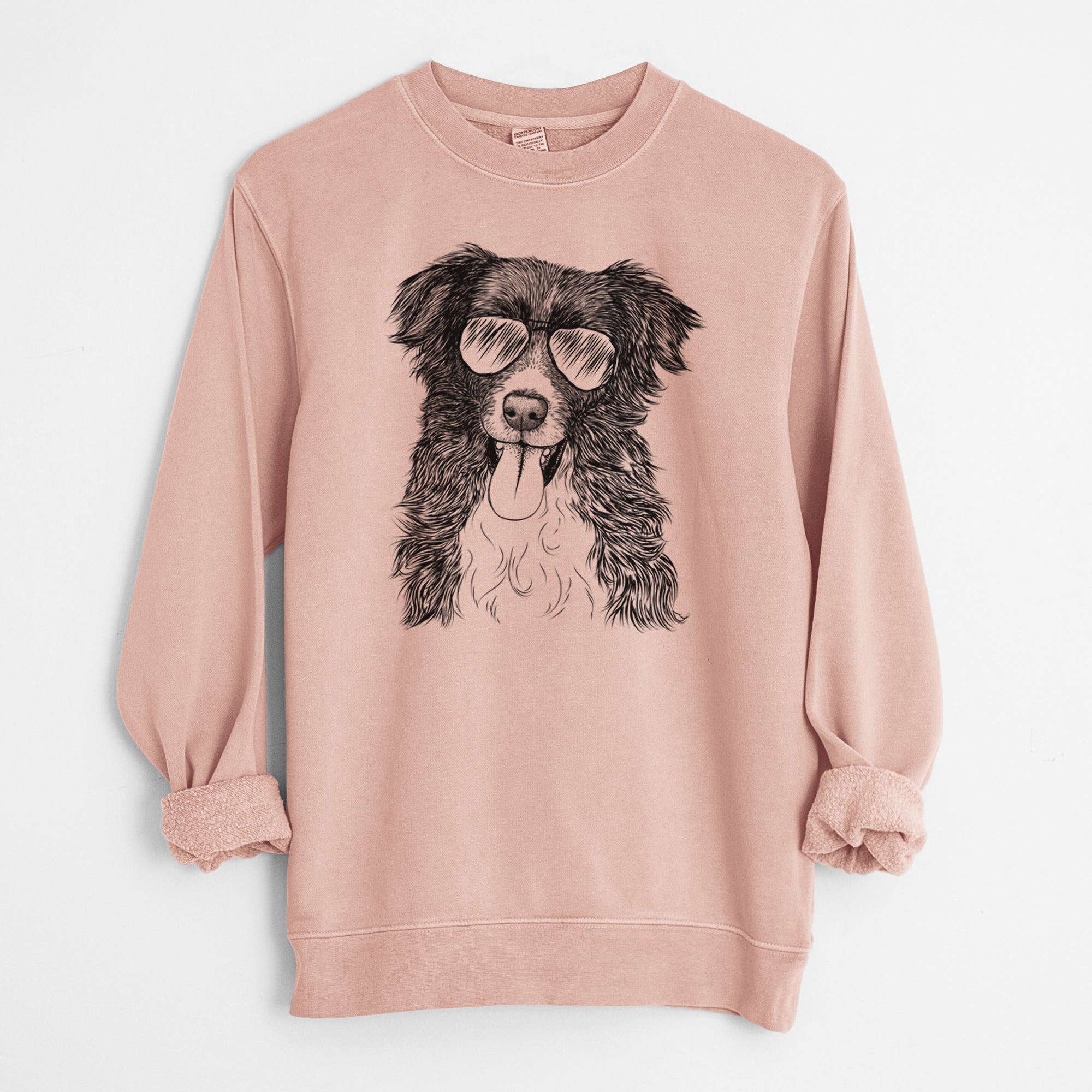 Aviator Indi the Border Collie - Unisex Pigment Dyed Crew Sweatshirt