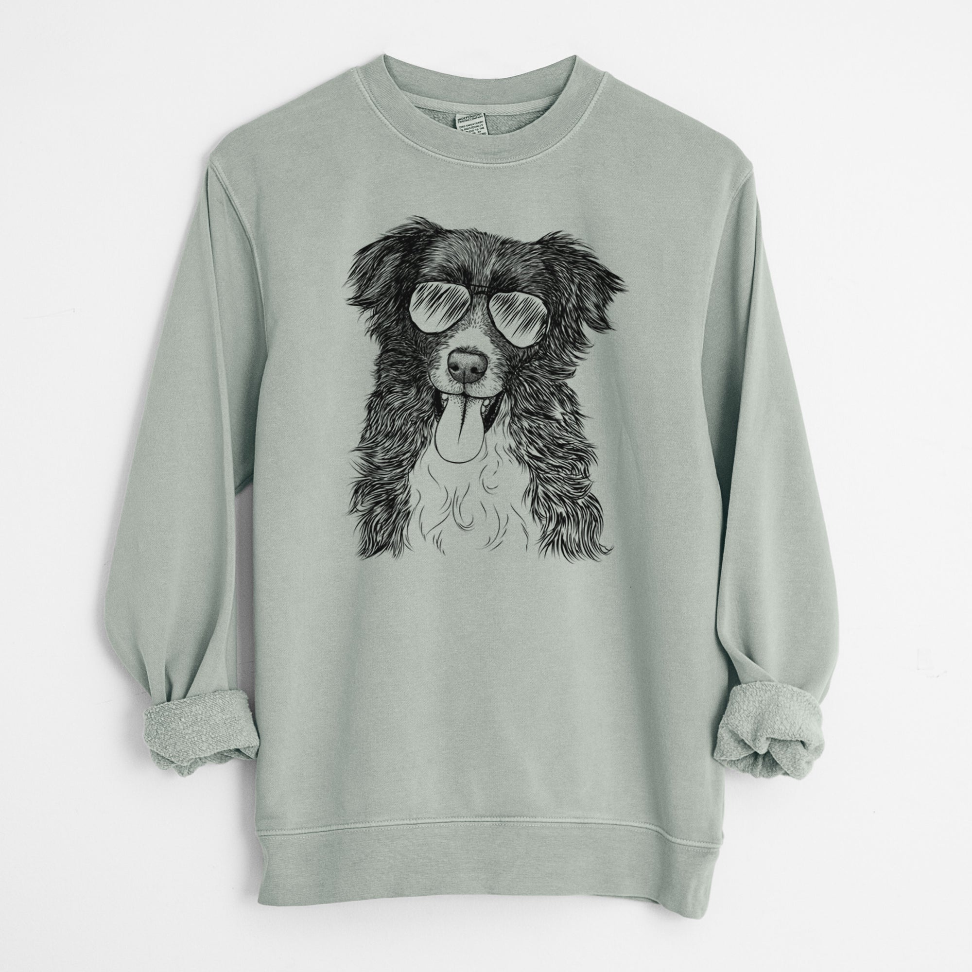 Aviator Indi the Border Collie - Unisex Pigment Dyed Crew Sweatshirt